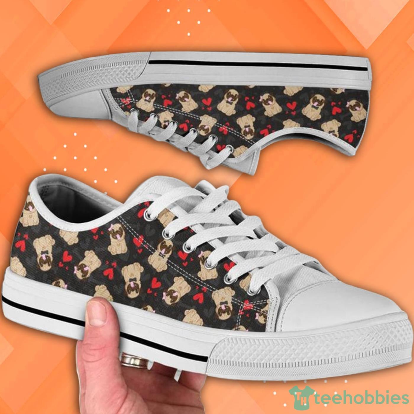 Pug Tennis Cute Pattern Low Top Canvas Shoes Product Photo 1
