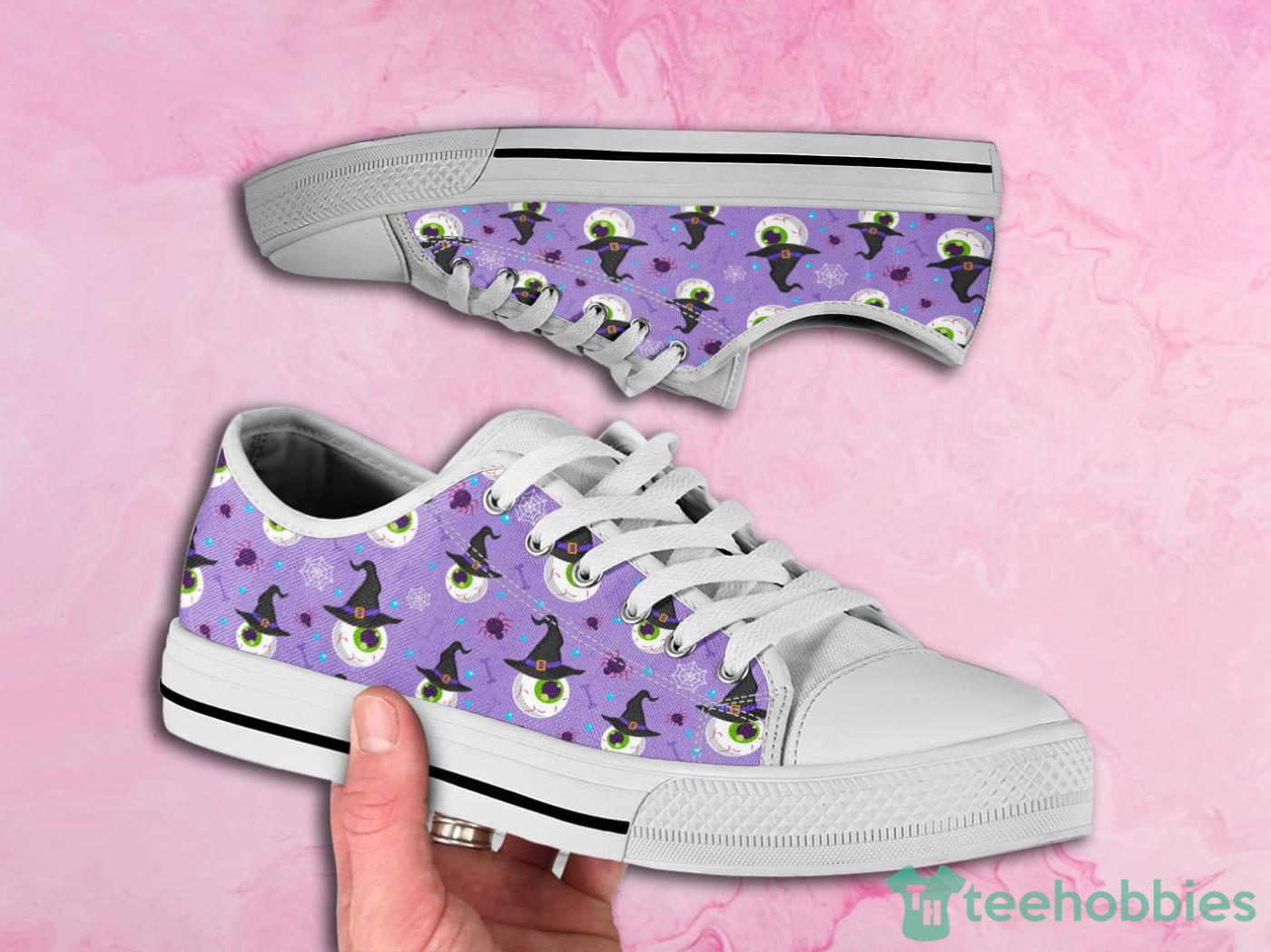 Purple Halloween Cute Pattern Low Top Canvas Shoes Product Photo 1