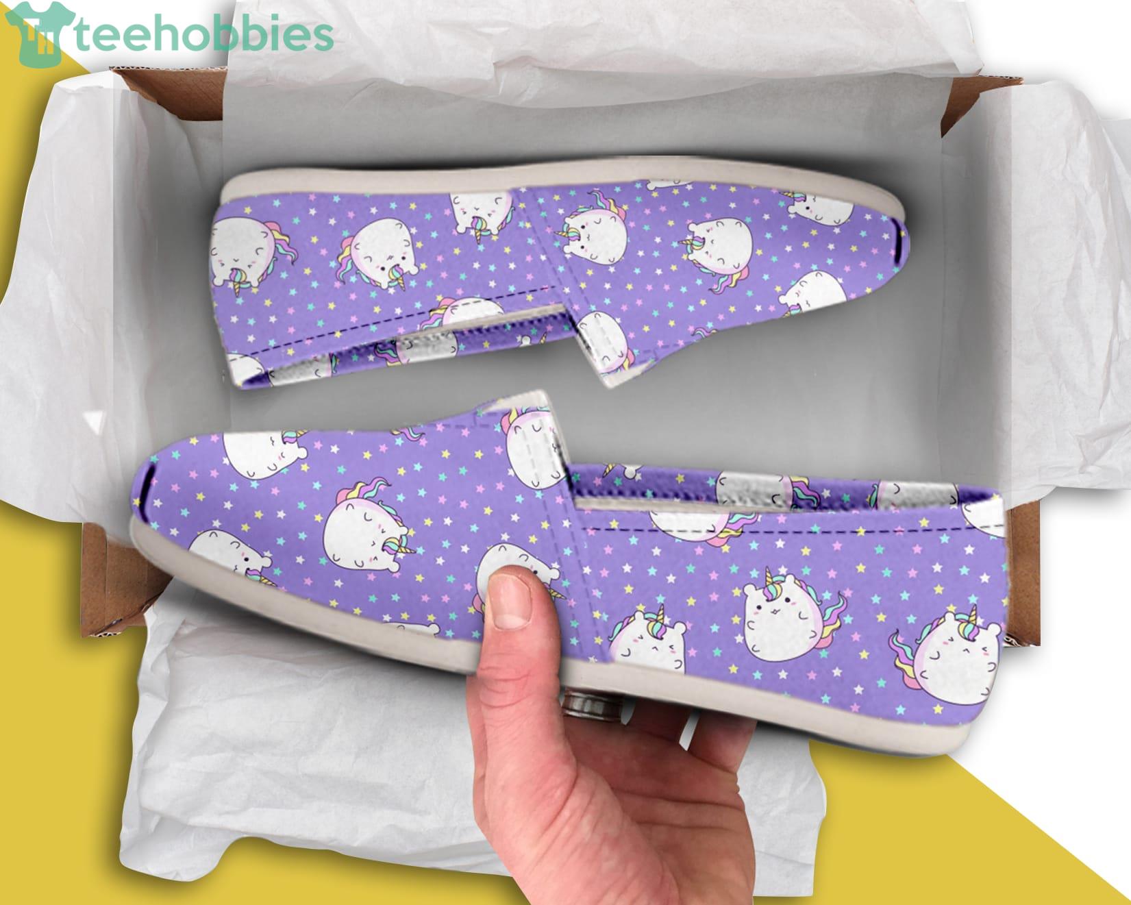 Purple Unicorn Cute Pattern Slip On Shoes Product Photo 1