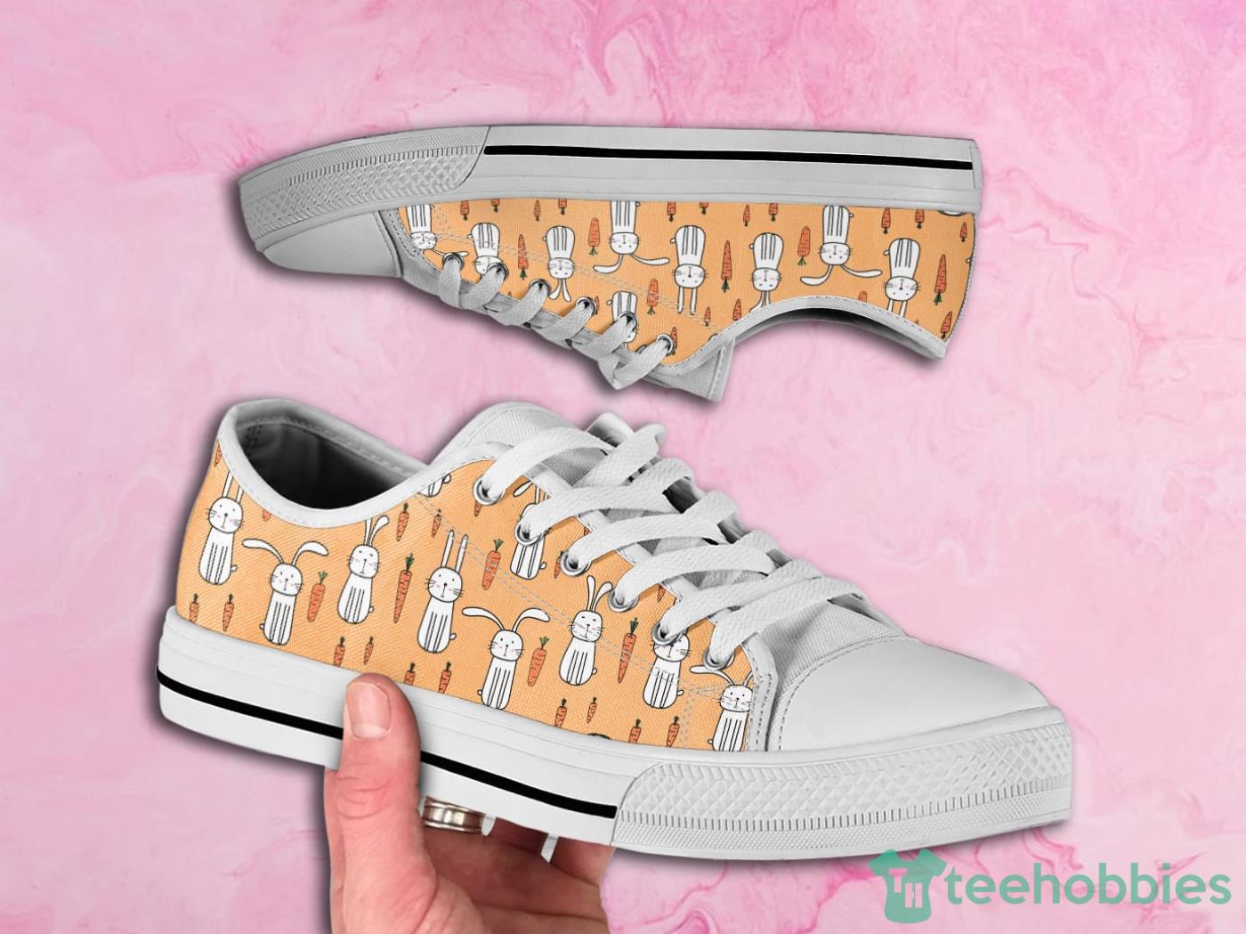 Rabbit Lover Cute Pattern Low Top Canvas Shoes Product Photo 1