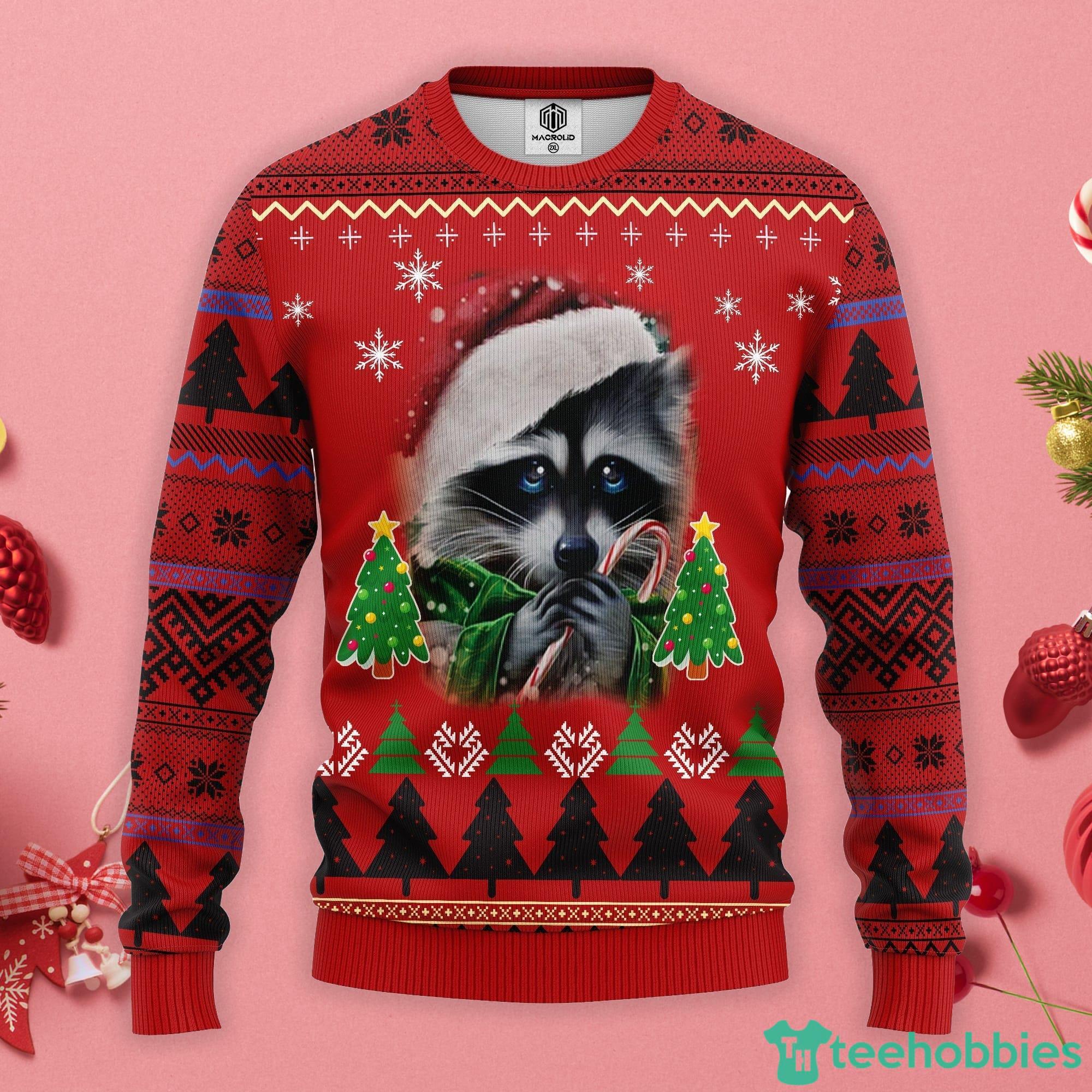 Raccoon Candy Ugly Christmas Sweater Product Photo 1