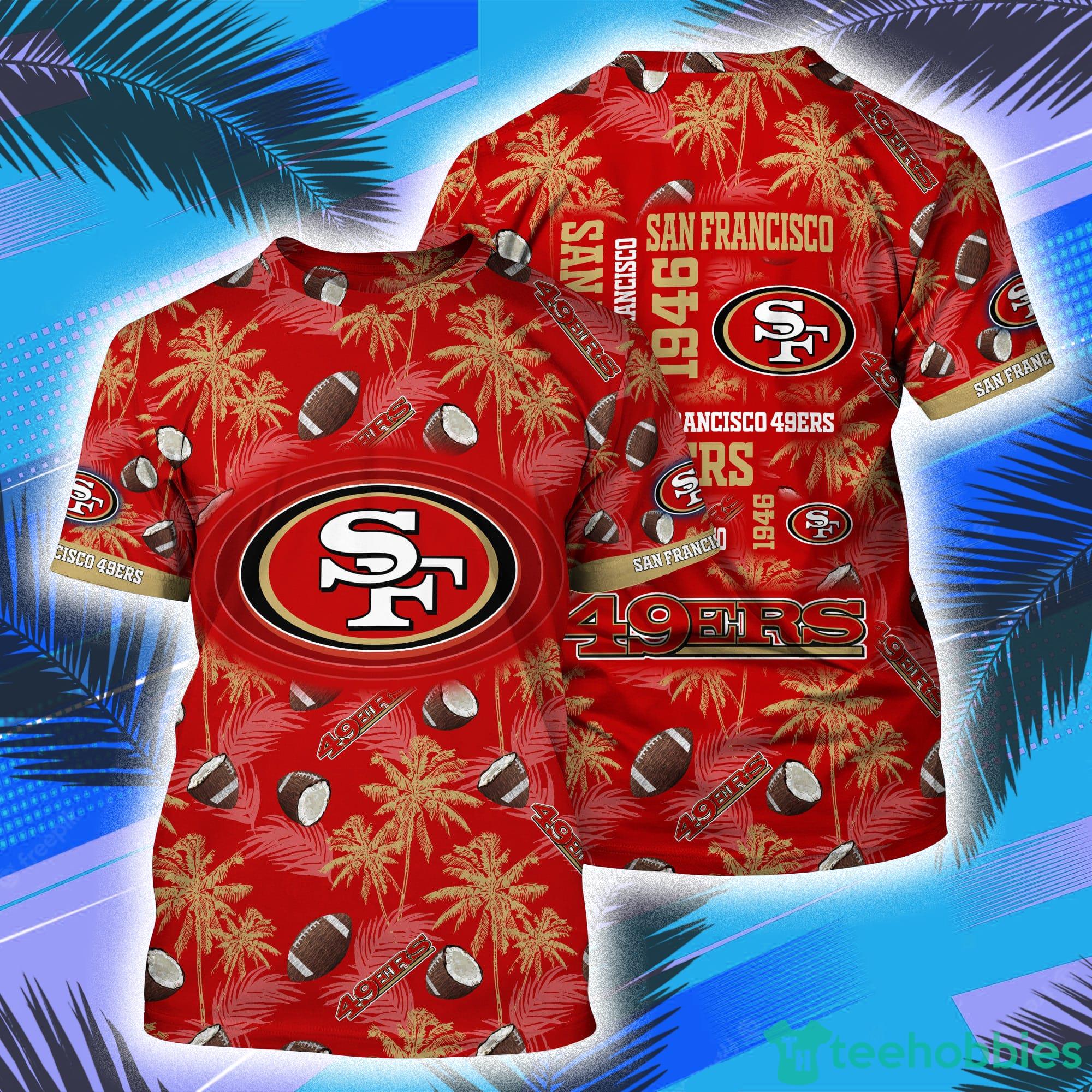 San Francisco 49ers NFL And Palm Trees Pattern All Over Print 3D T-Shirt Product Photo 1