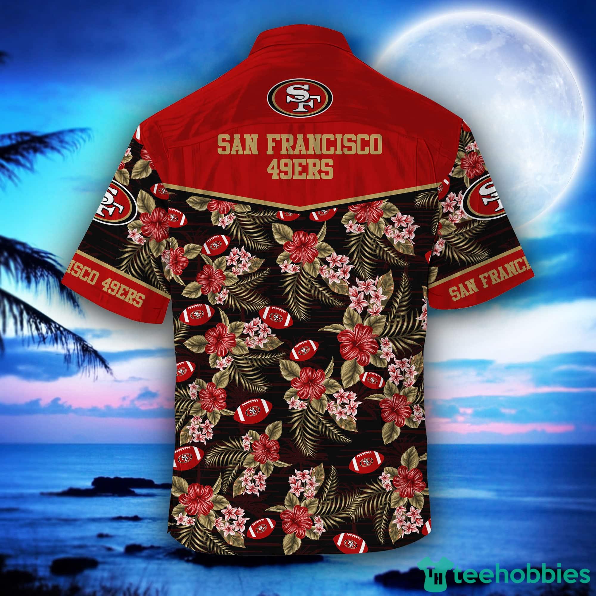 San Francisco 49ers 2 Piece Hawaiian Shirts Beach Shorts Set