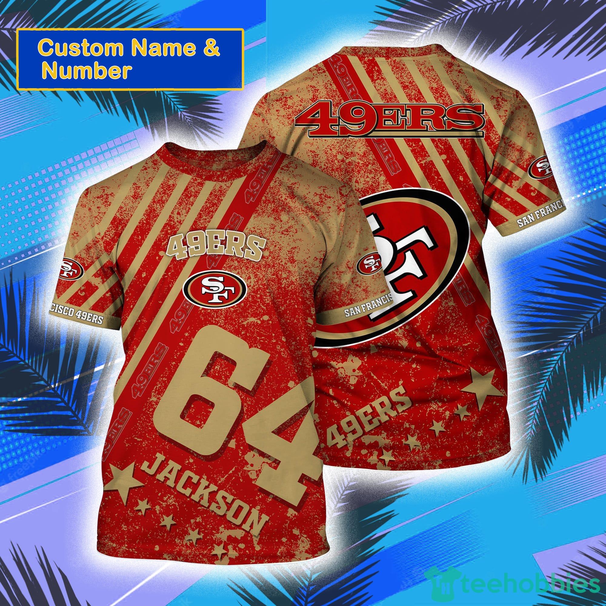 San Francisco 49ers NFL Custom Name And Number All Over Print 3D T-Shirt Product Photo 1