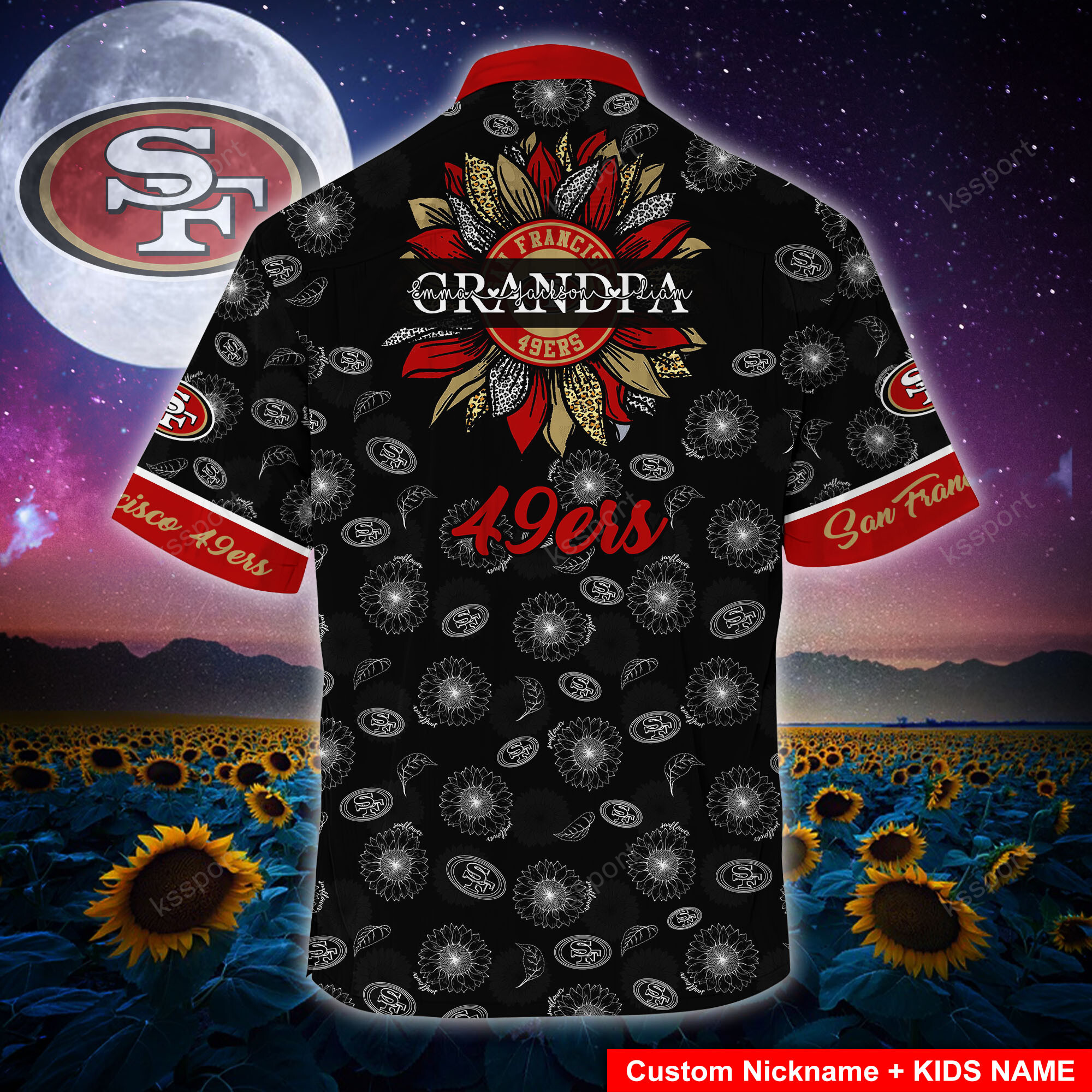 San Francisco 49ers Custom Name NFL Floral Hawaiian Shirt And