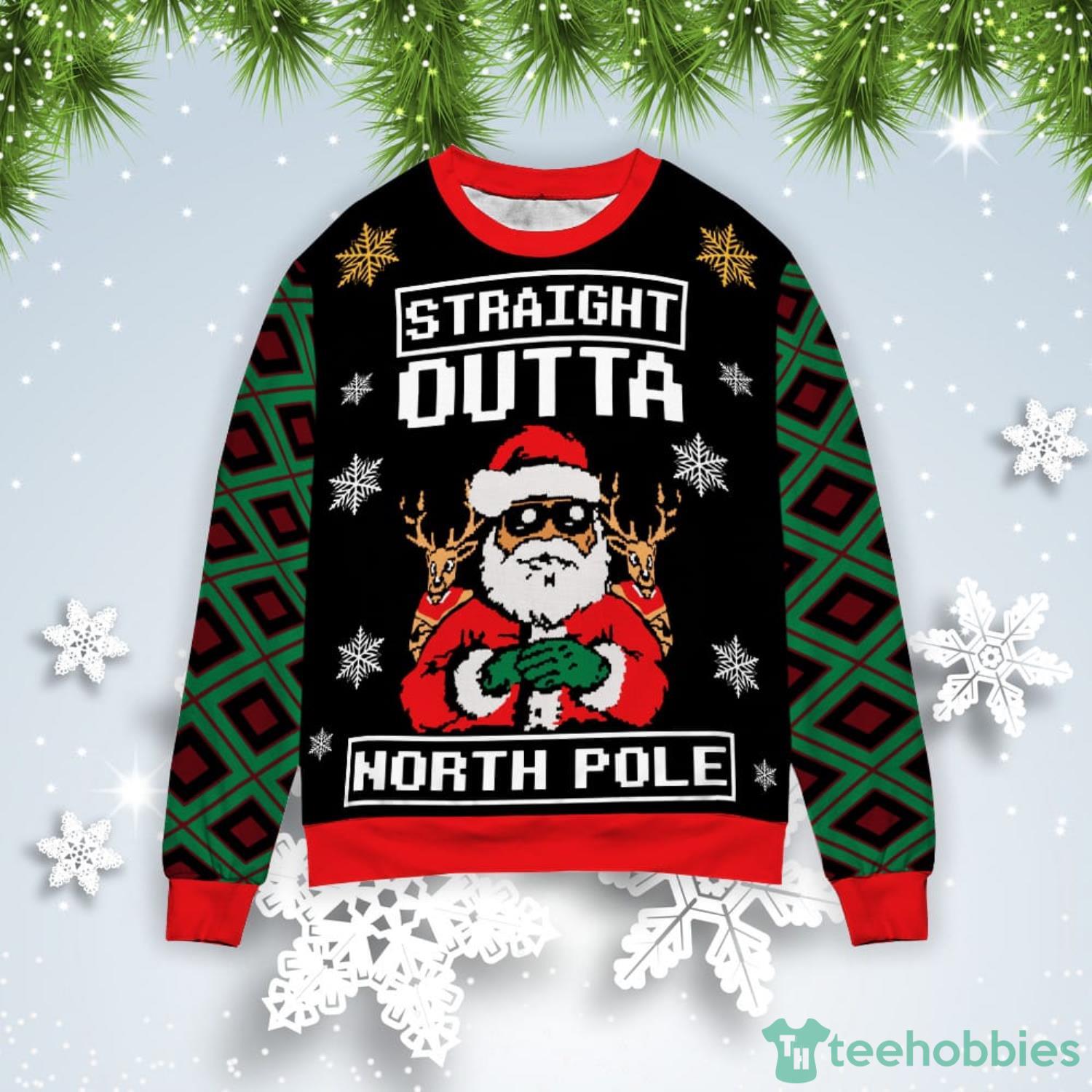 Santa Straight Outta North Pole Christmas Gift Ugly Christmas Sweater Product Photo 1