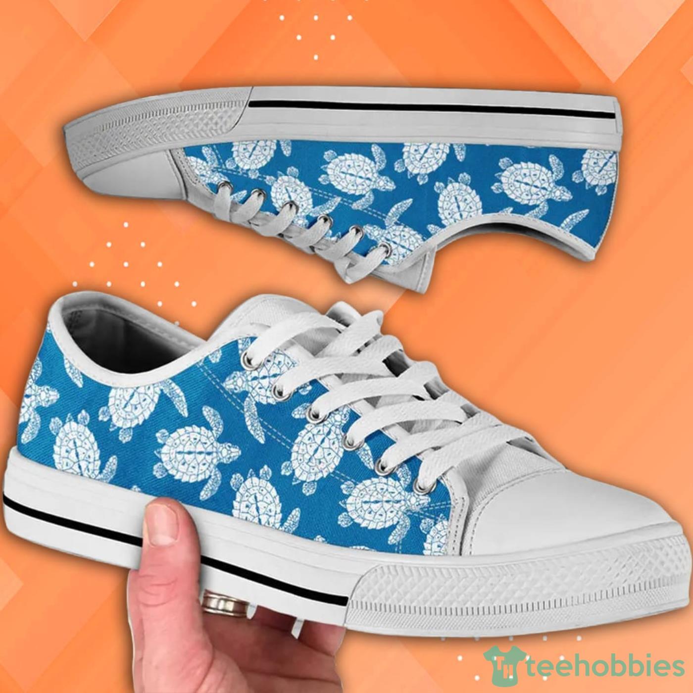 Sea Turtle Cute Pattern Low Top Canvas Shoes Product Photo 1