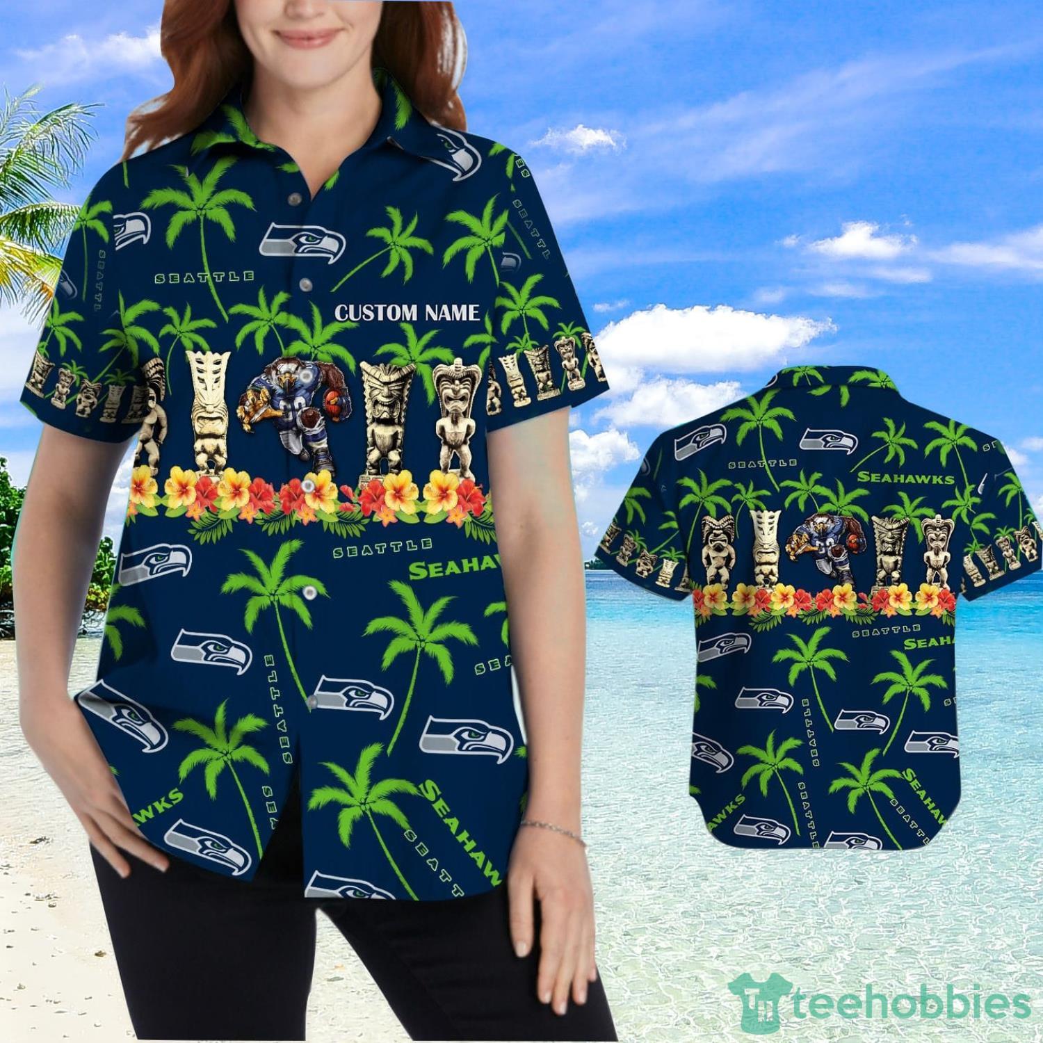 Seattle Seahawks Custom Name Hawaiian Shirt Product Photo 2
