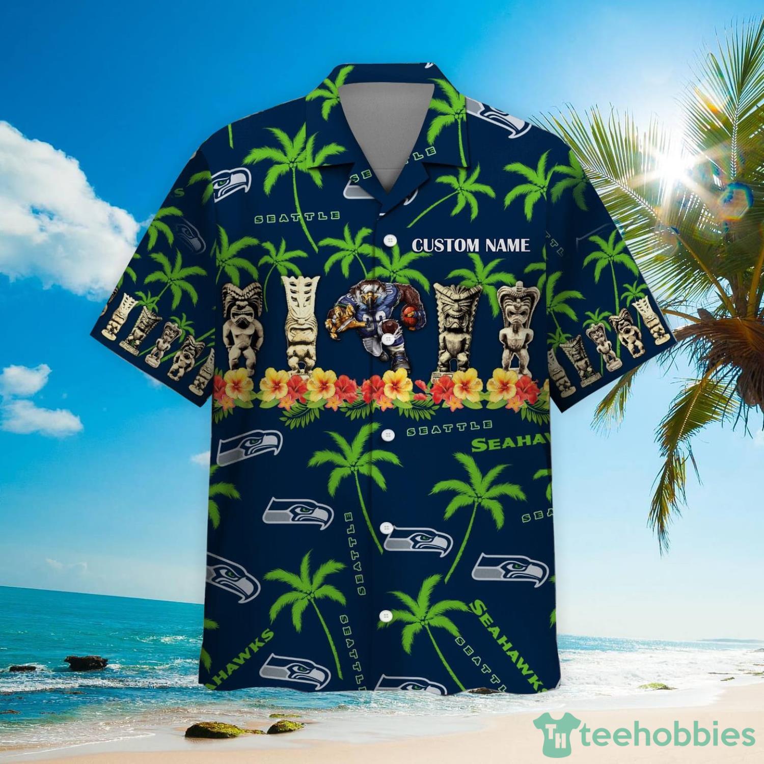 Seattle Seahawks Custom Name Hawaiian Shirt Product Photo 3