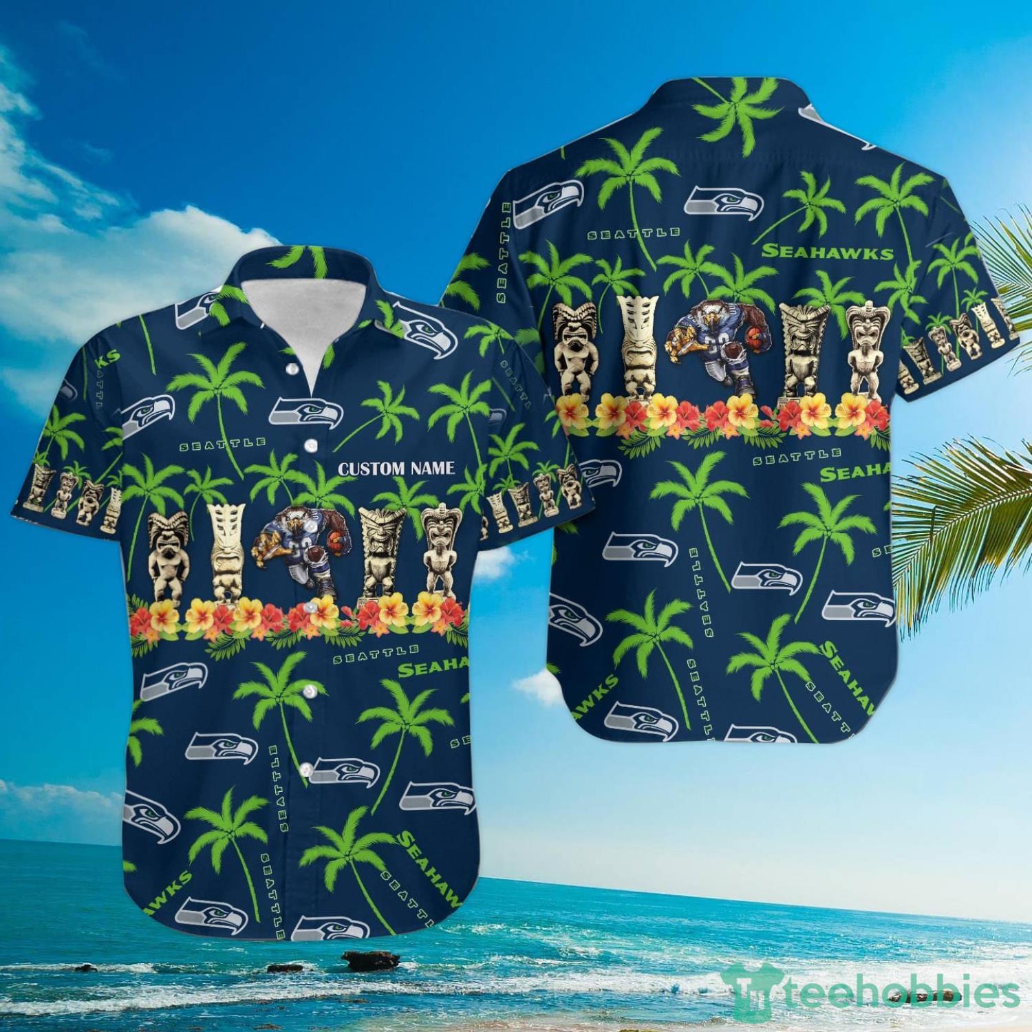 Seattle Seahawks Custom Name Hawaiian Shirt Product Photo 4