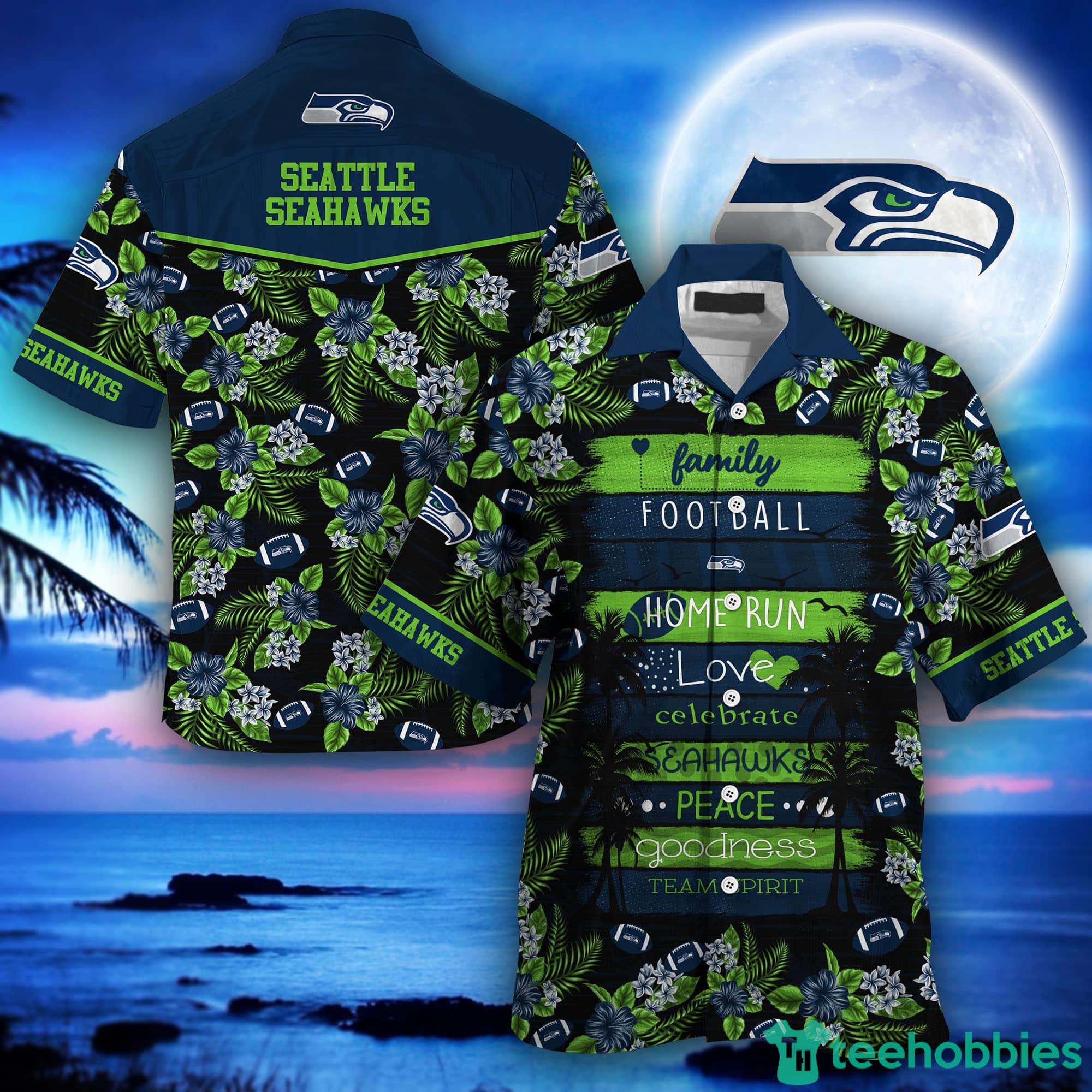 Seattle Seahawks NFL And Tropical Pattern Combo Hawaiian Shirt And Short Pants Product Photo 1