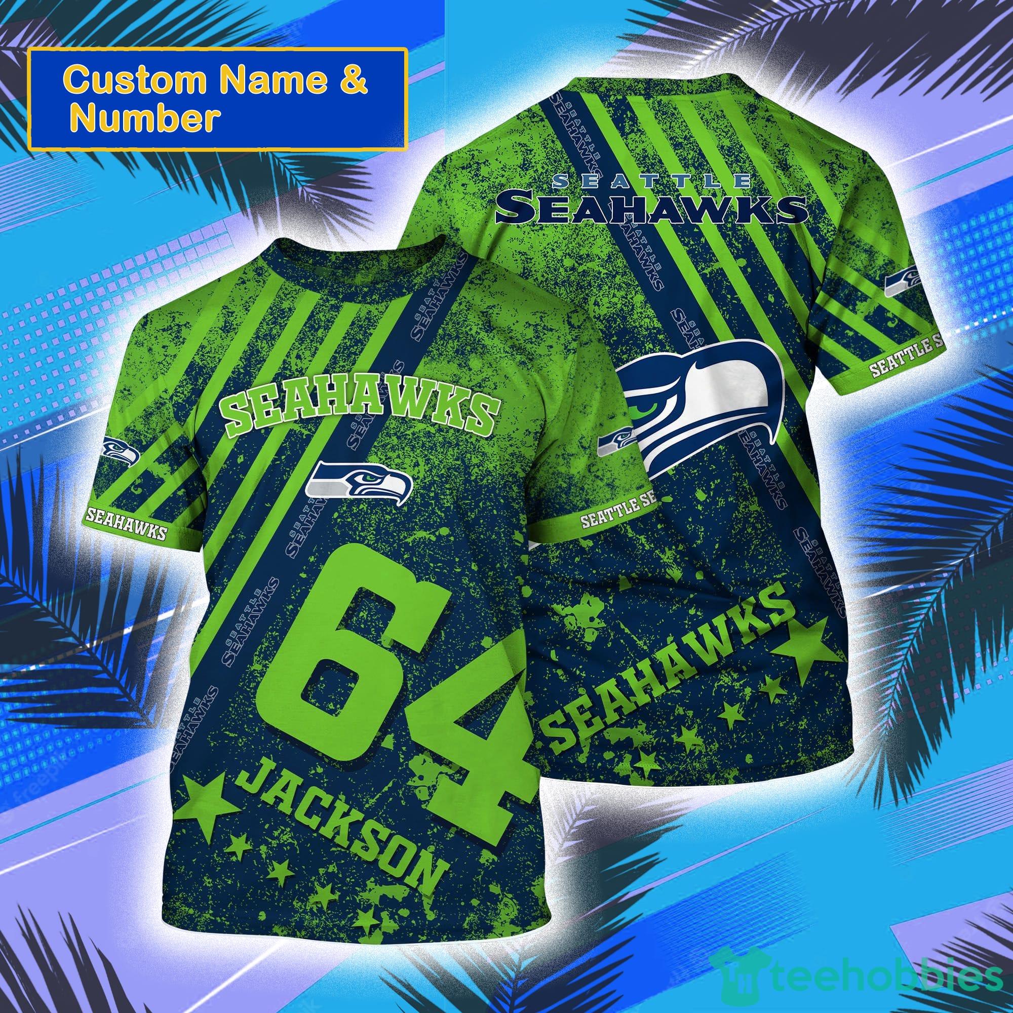 Seattle Seahawks NFL Custom Name And Number All Over Print 3D T-Shirt Product Photo 1
