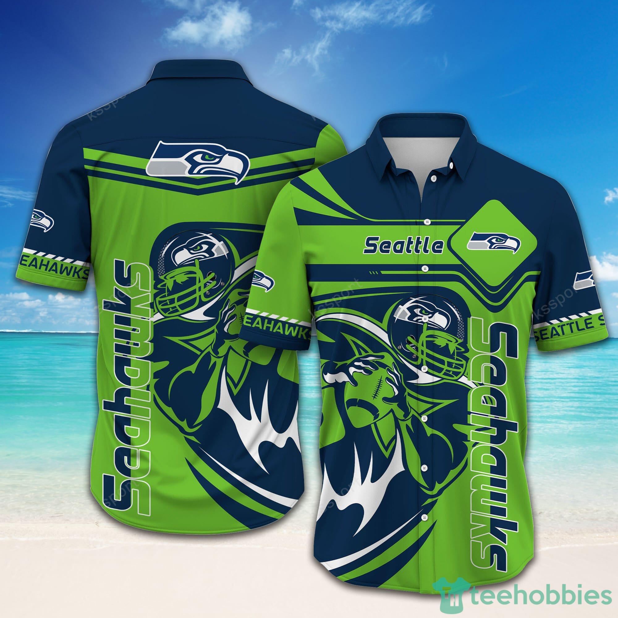 HOT Seattle Seahawks Big Logo Personalized Name And Number Hawaiian Shirt