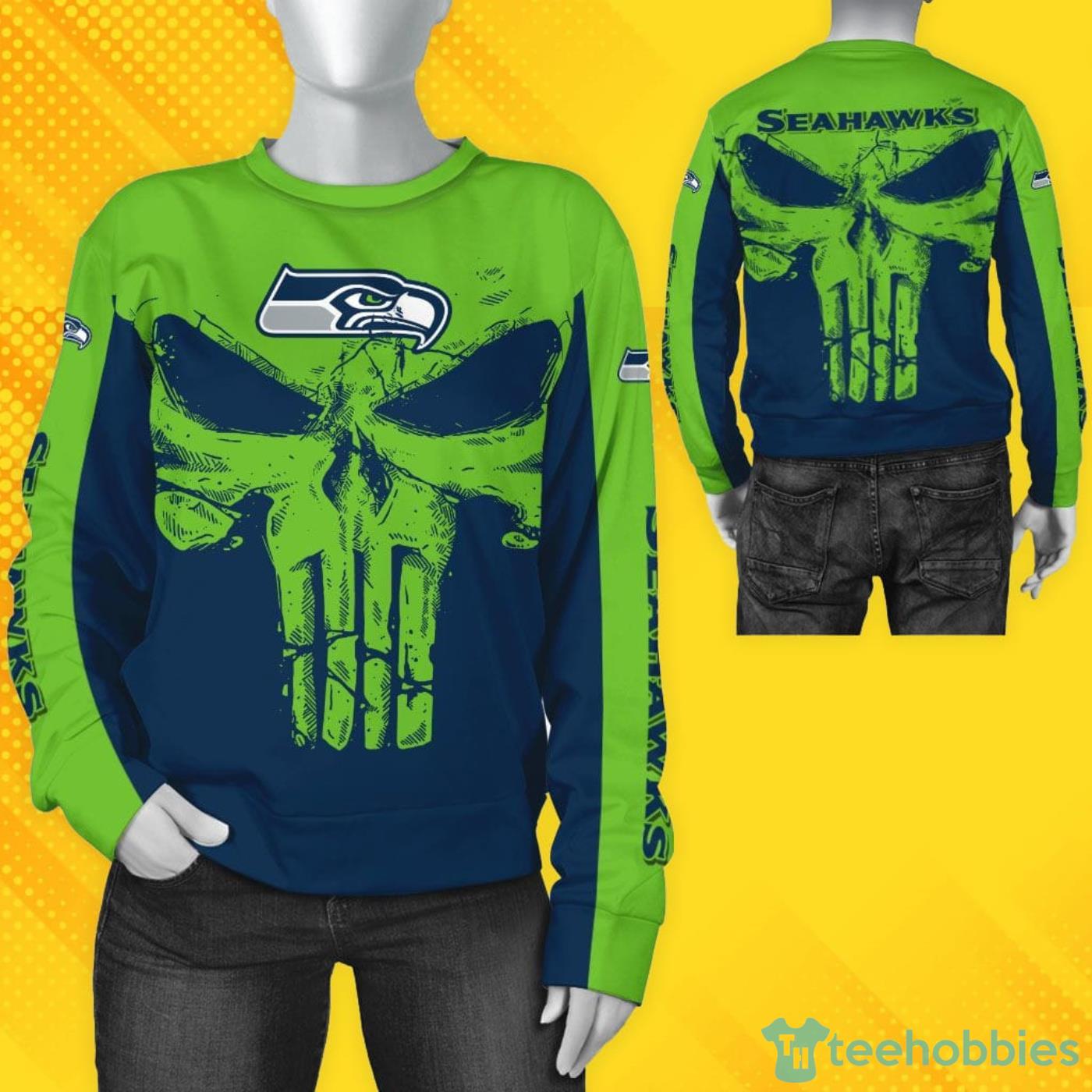 Seattle Seahawks NFL Skull Blue Bomber Jacket 3D For Fans