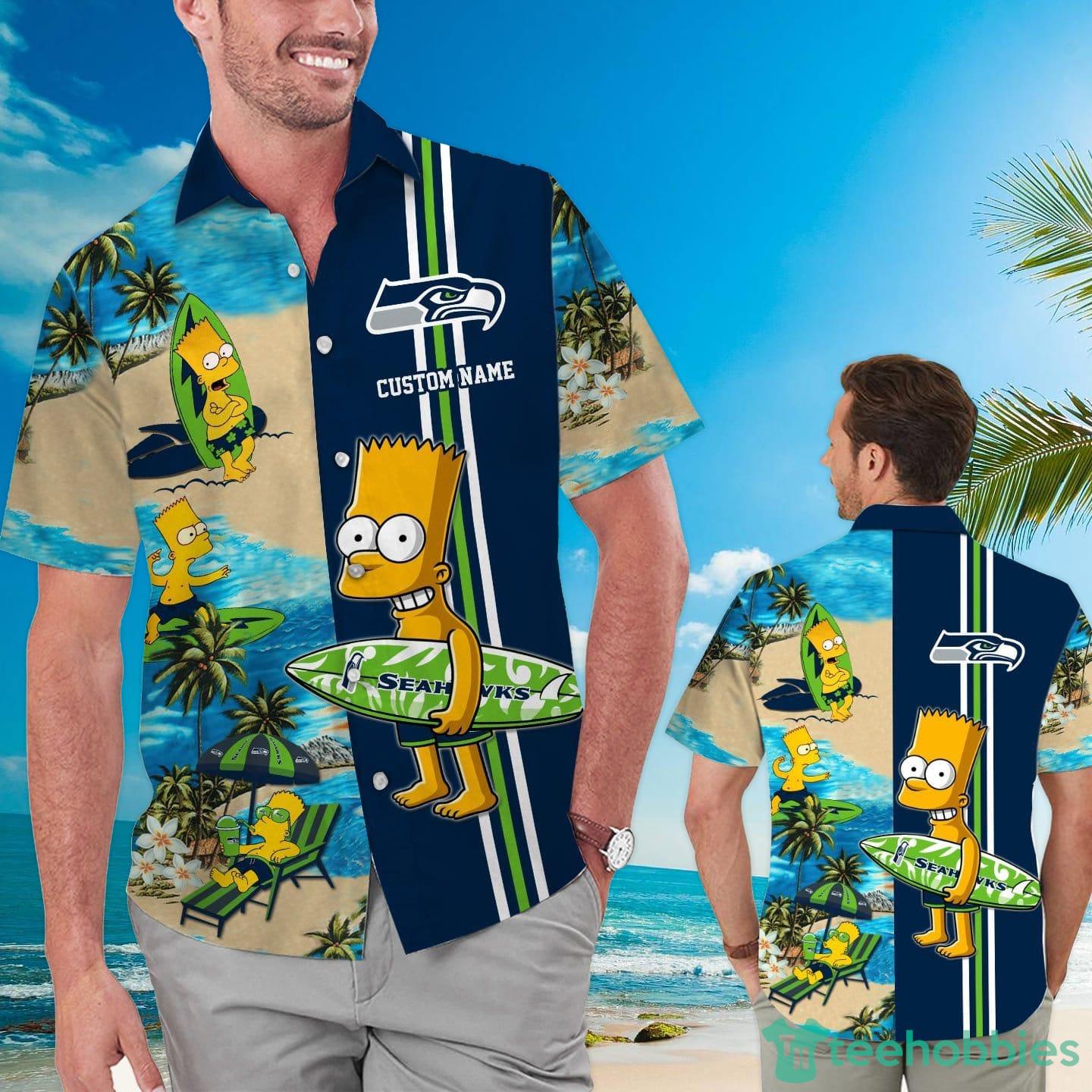 Seattle Seahawks Simpsons Custom Name Hawaiian Shirt Product Photo 1