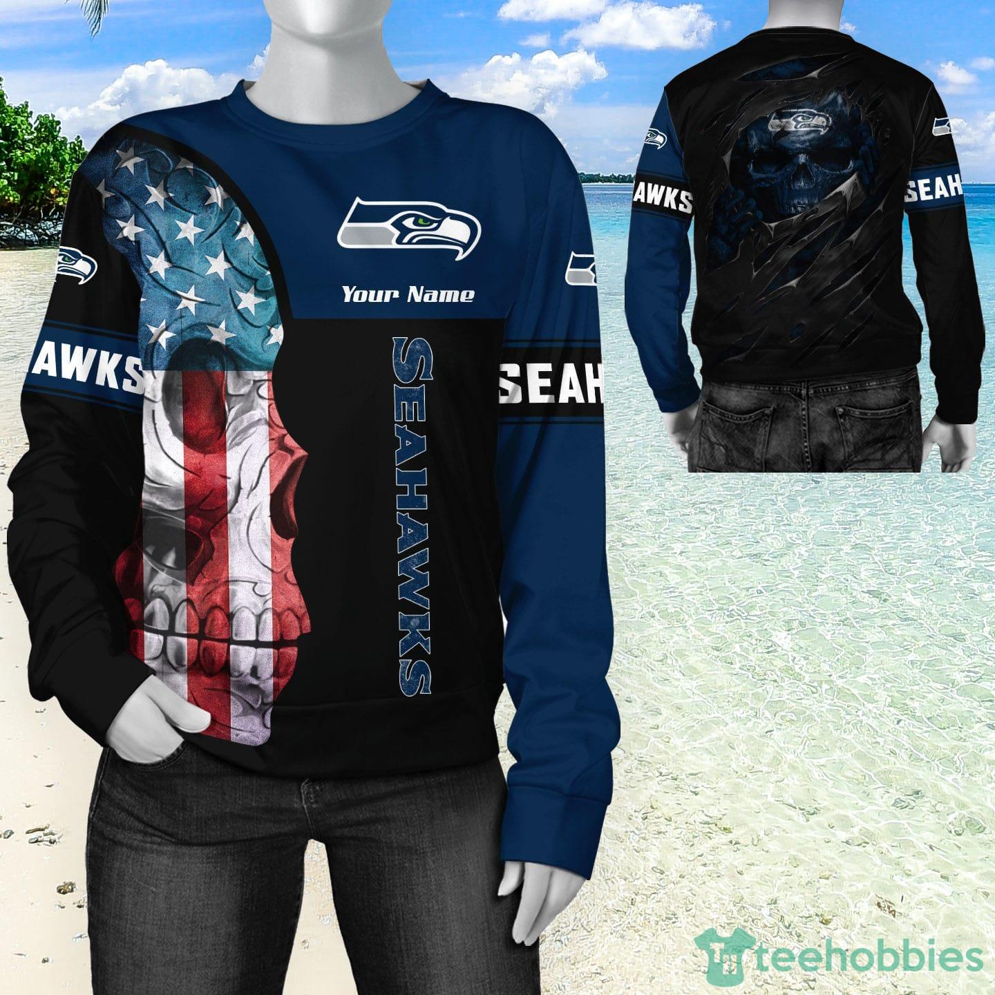 Seattle Seahawks Skull Custom Name 3D All Over Printed Shirt