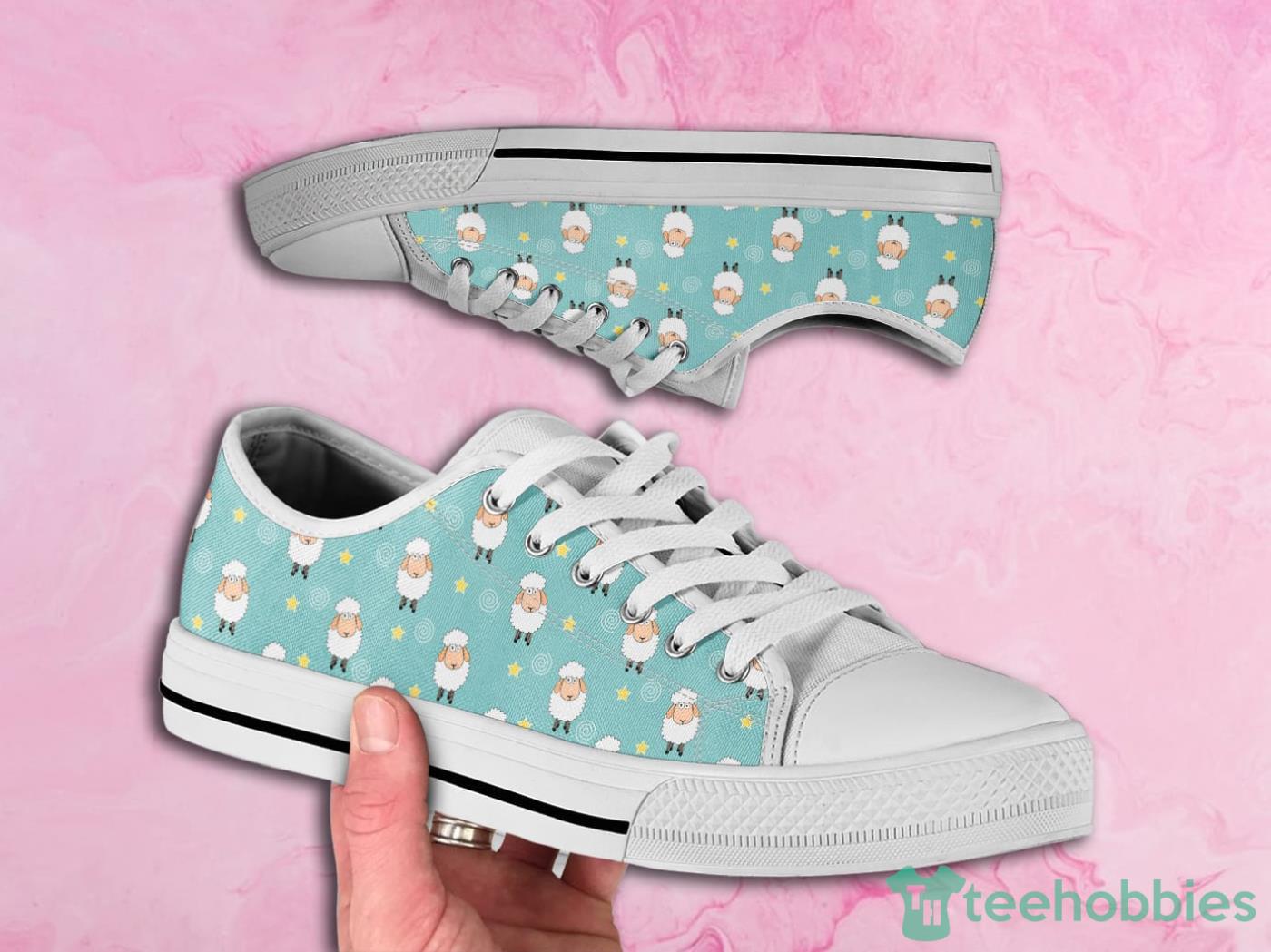Sheep Printed Cute Pattern Low Top Canvas Shoes Product Photo 1