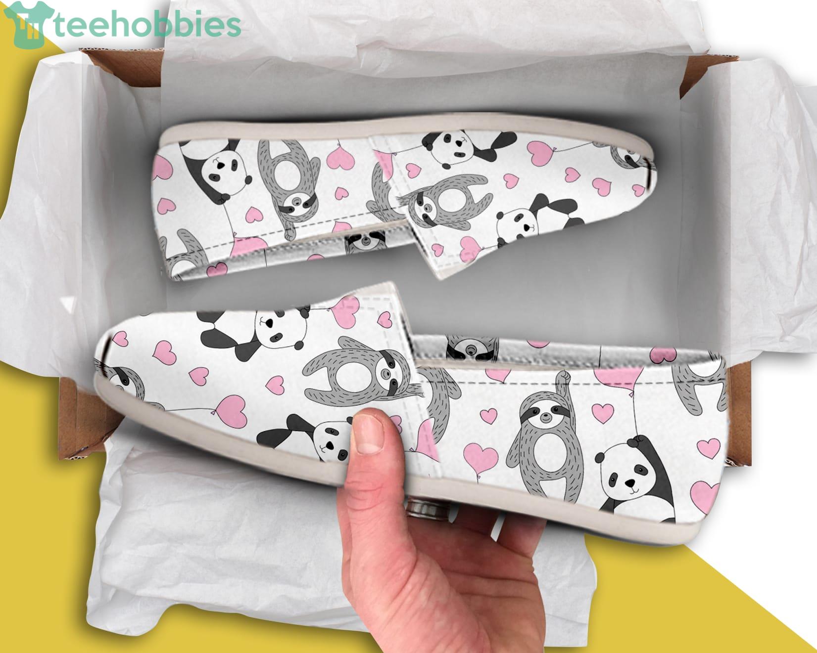 Sloth Panda Lover Lovely Pattern Slip On Shoes Product Photo 1