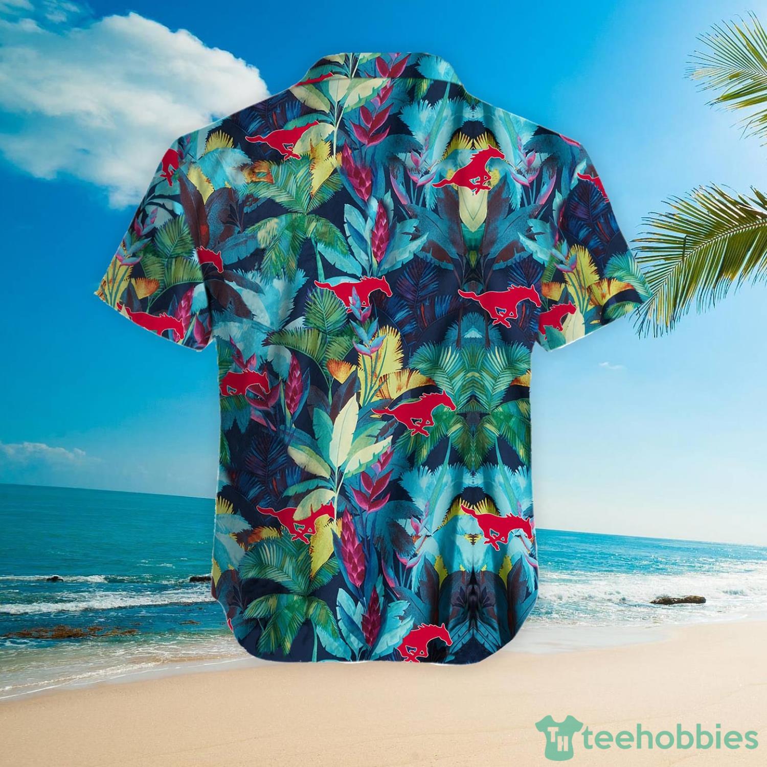 SMU Mustangs Floral Tropical Hawaiian Shirt Product Photo 5