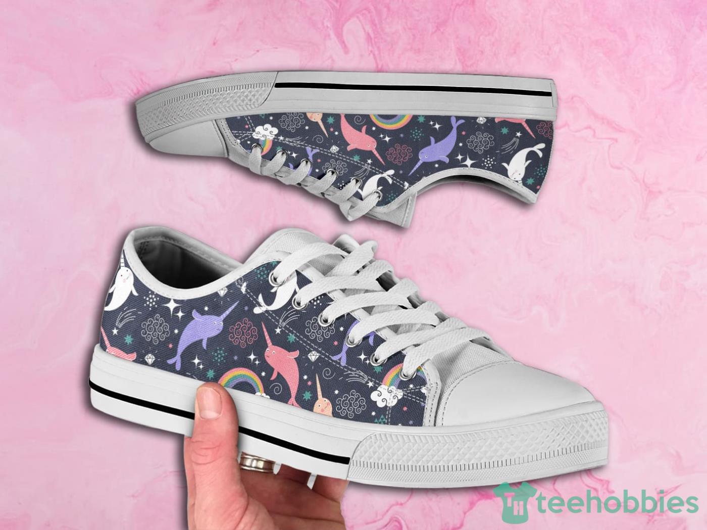 Space Narwhal Cute Pattern Low Top Canvas Shoes Product Photo 1
