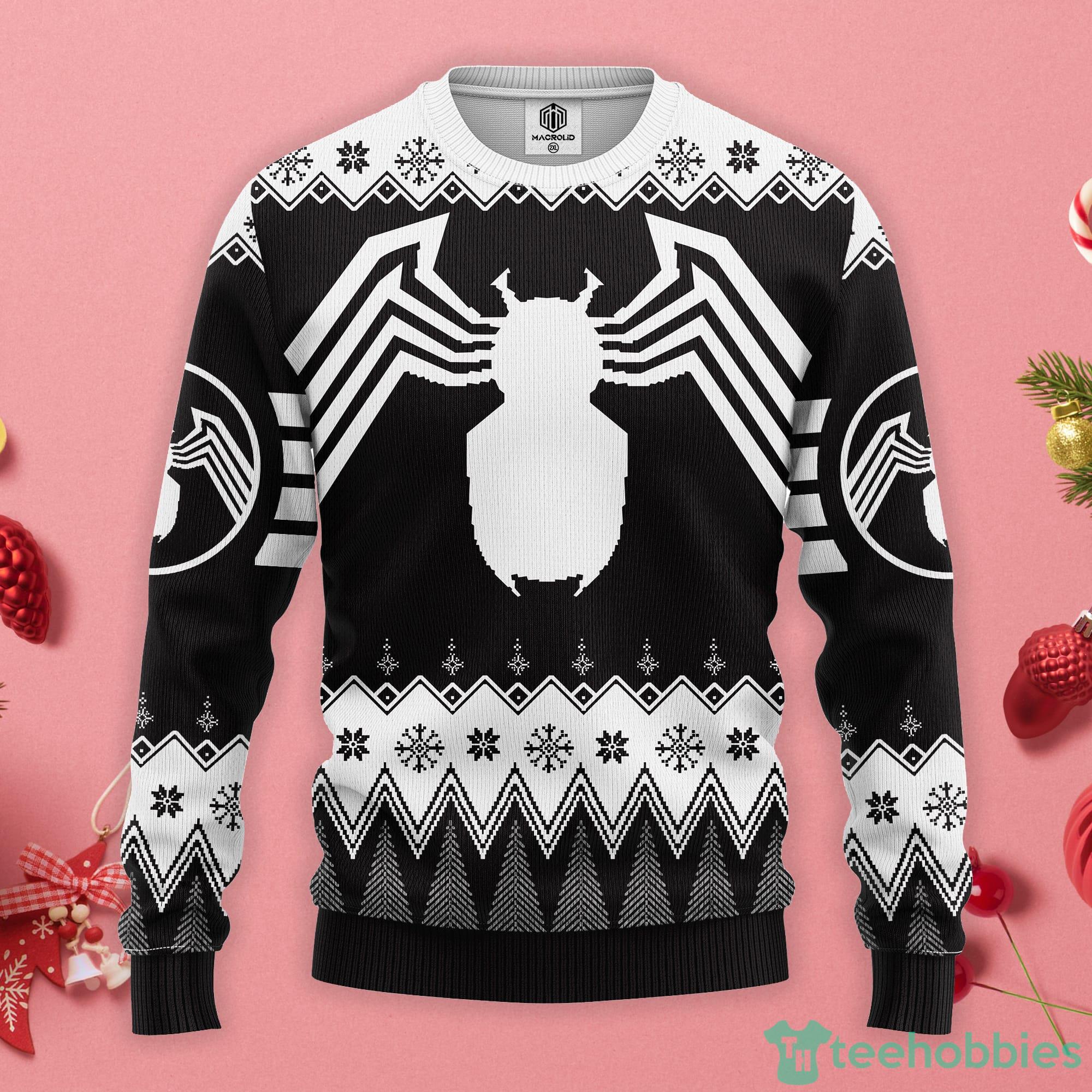 Spider Man Black Christmas Gift Ugly Christmas Sweater Product Photo 1