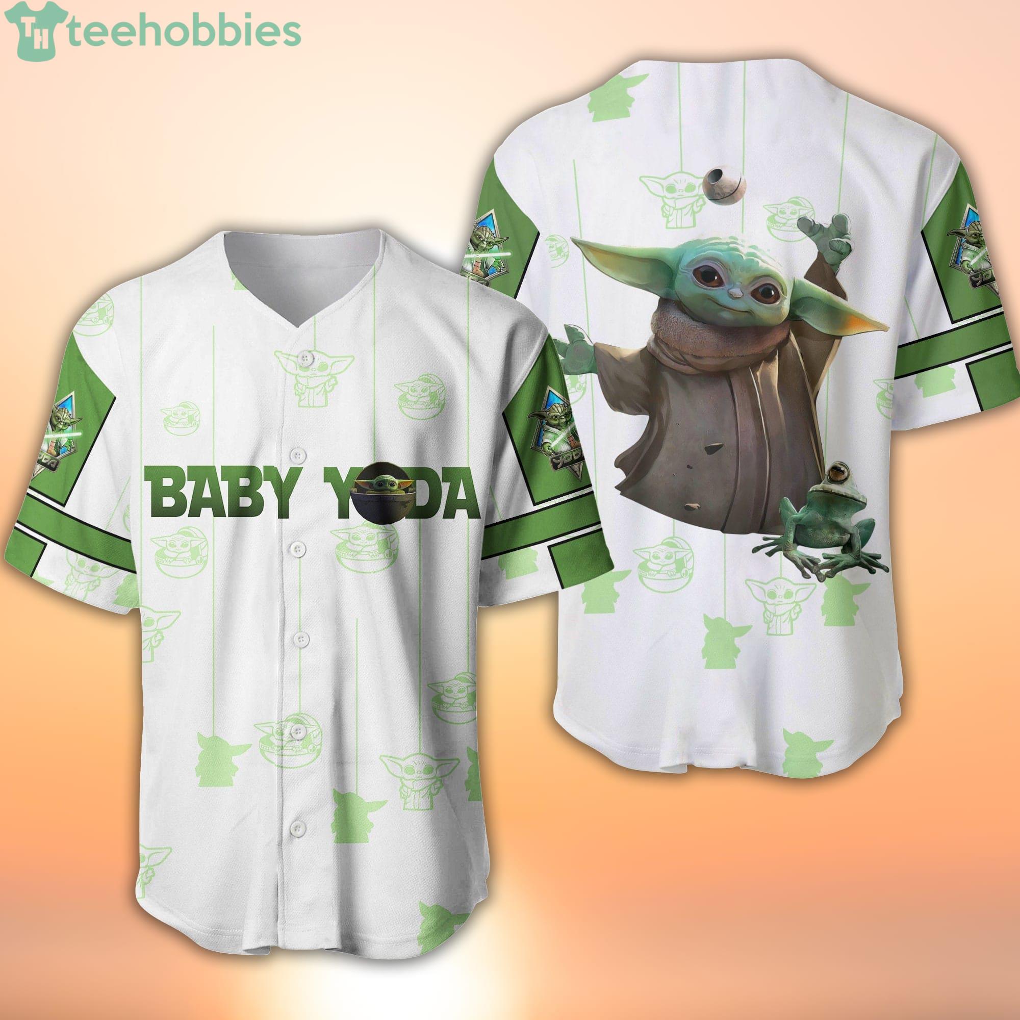Star Wars Baby Yoda White Green Patterns Disney Cartoon Baseball Jersey Shirt Product Photo 1