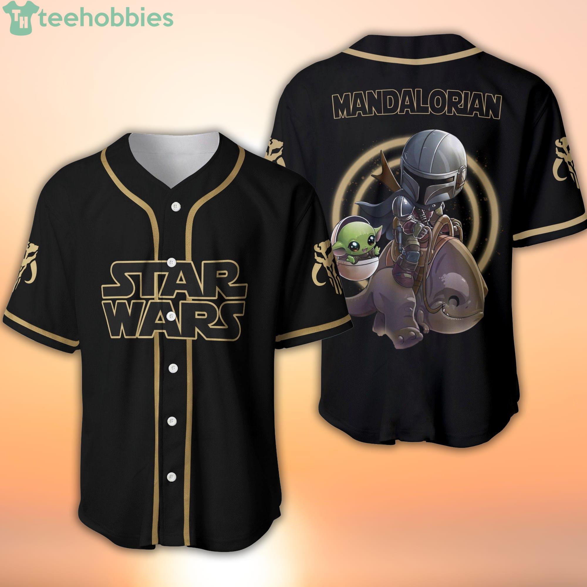 Star Wars Mandalorian Black Brown Disney Cartoon Baseball Jersey Shirt Product Photo 1