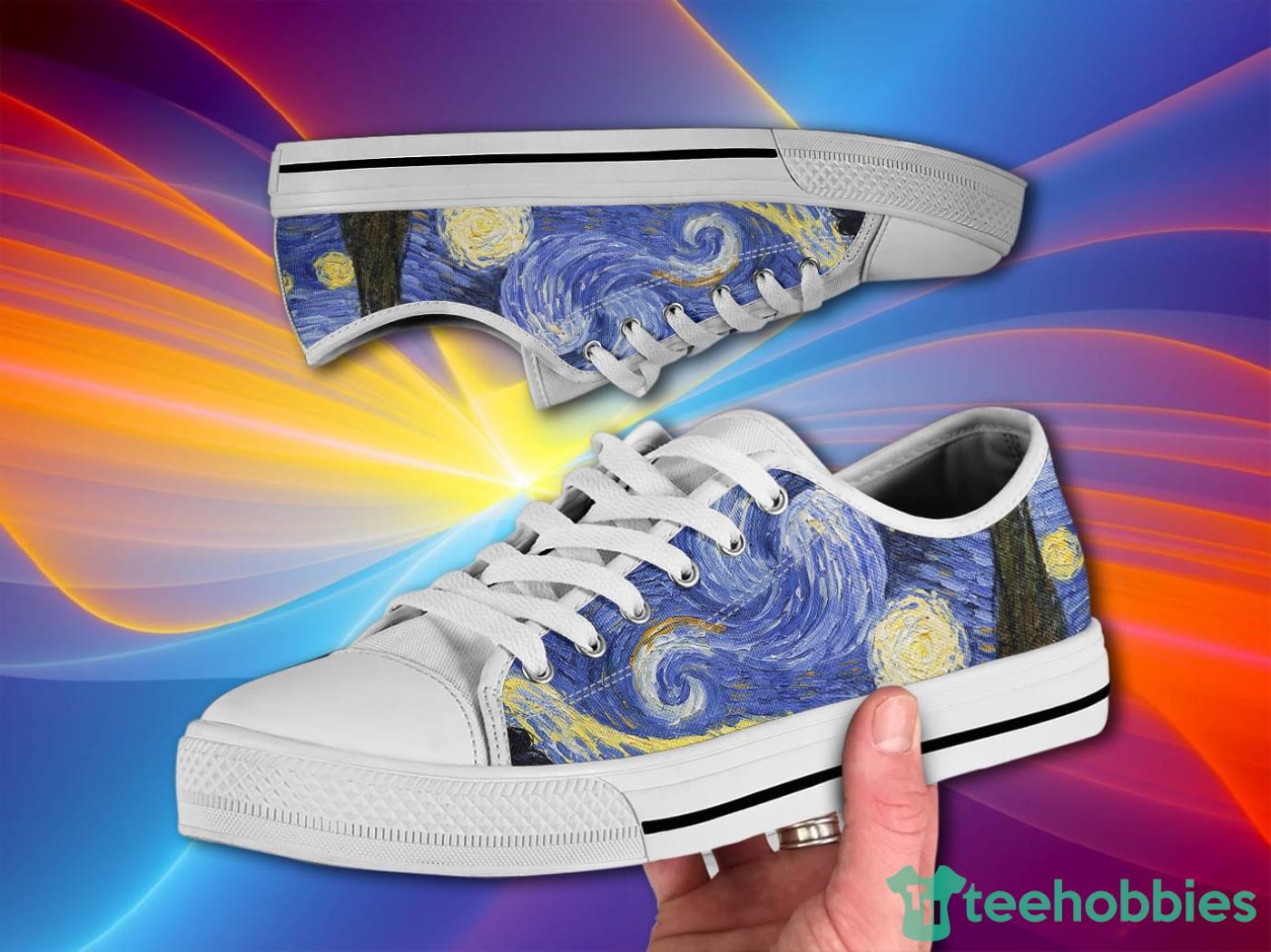Starry Night Cute Pattern Low Top Canvas Shoes Product Photo 1