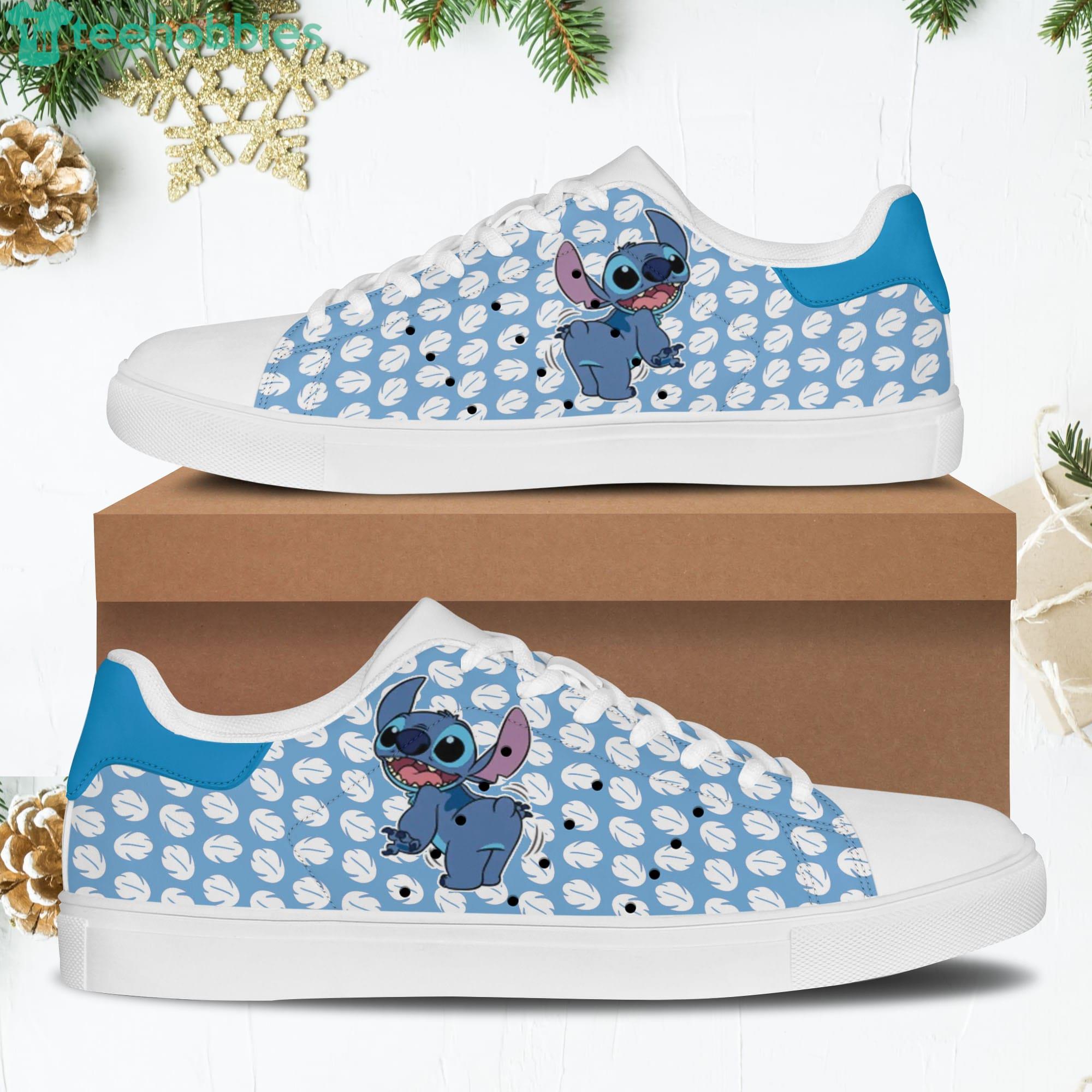Stitch Blue White Stan Smith Disney Carrtoon Low Top Skate Shoes Product Photo 1