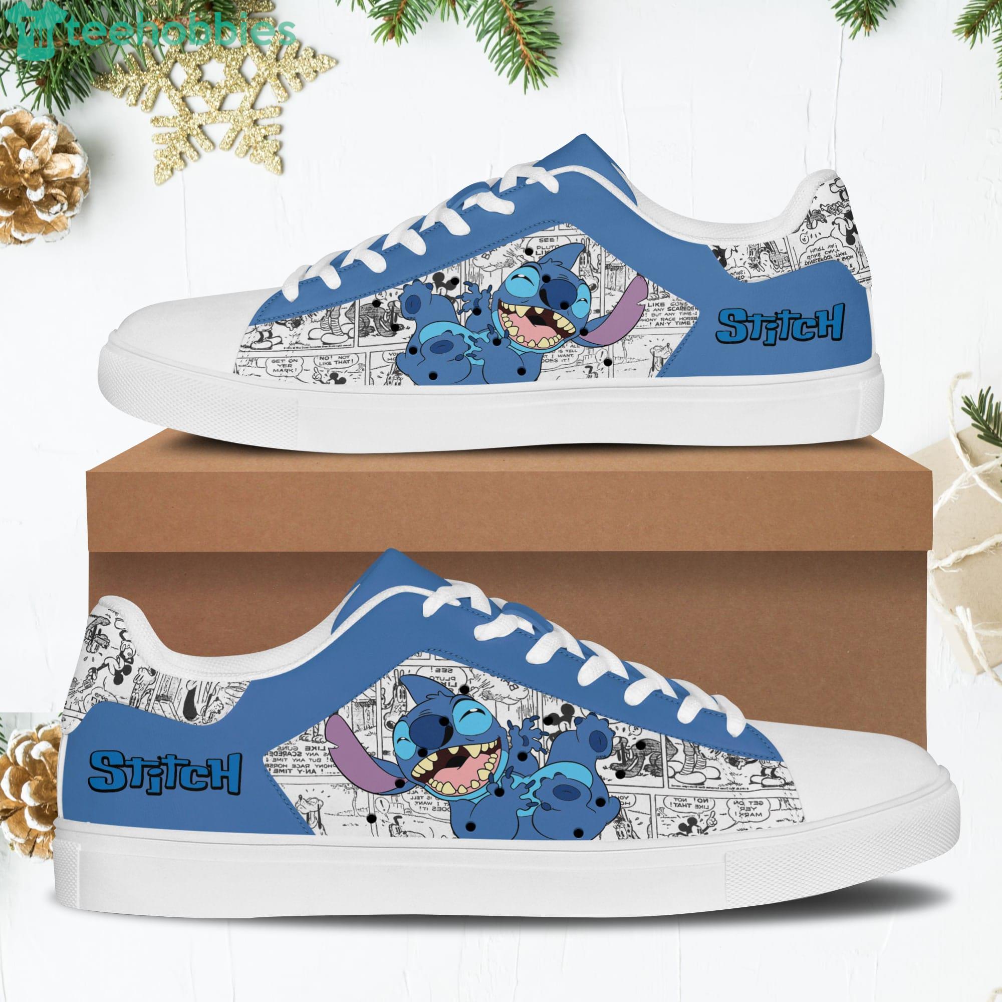 Stitch Blue White Stan Smith Disney Low Top Skate Shoes Product Photo 1