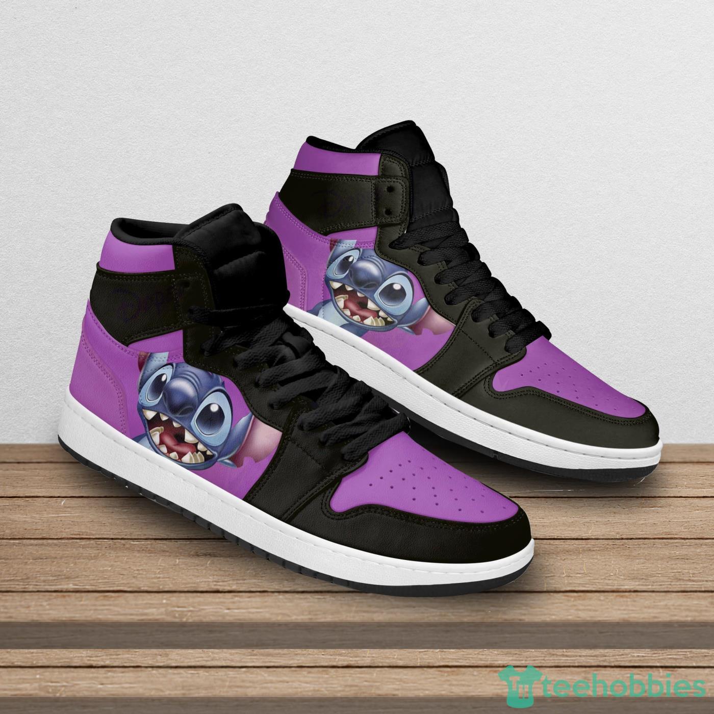 Stitch Purple Blue White Black Disney Cartoon Sneakers Boots Air Jordan Hightop Shoes Product Photo 1