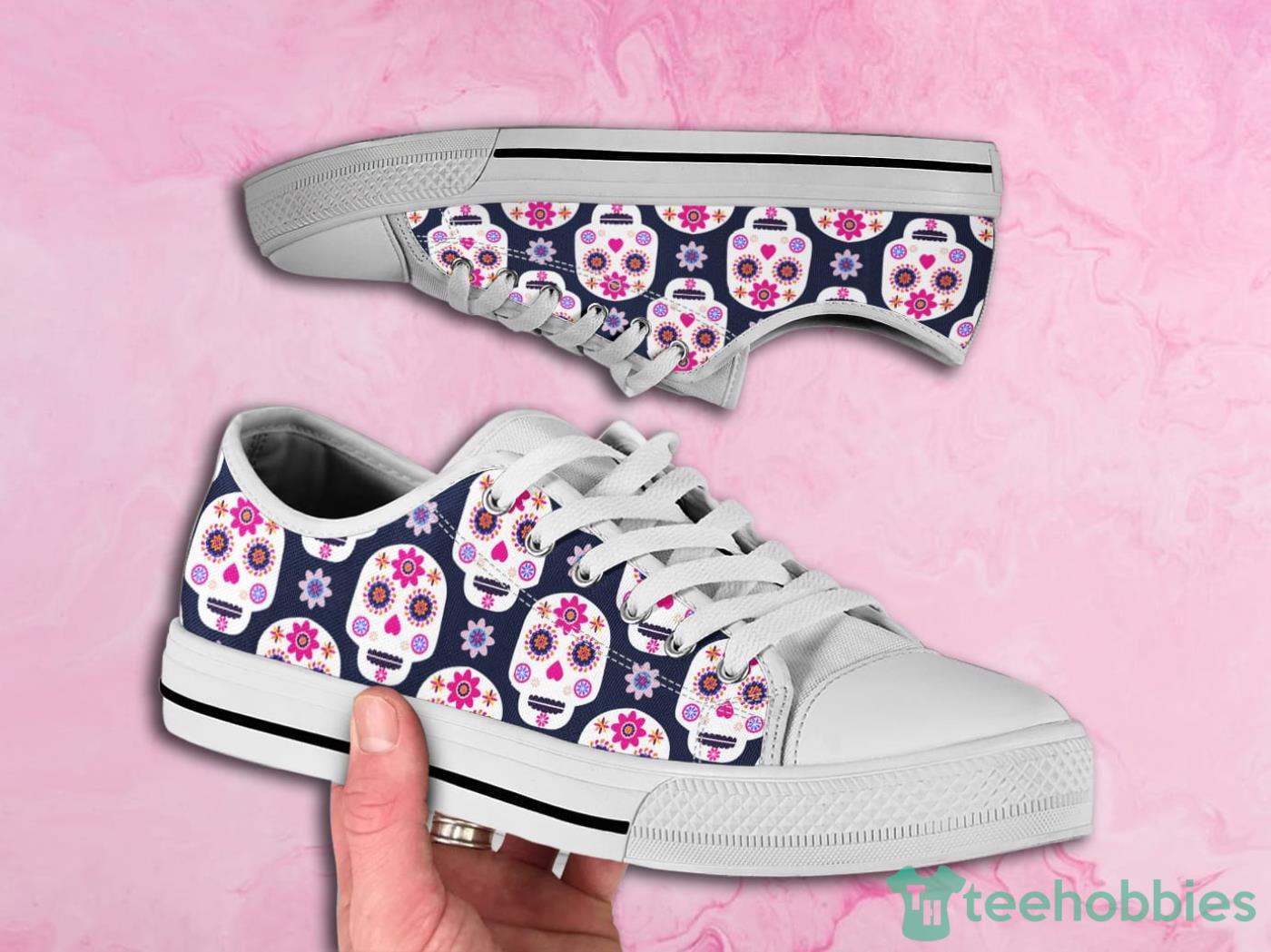 Sugarskull Cute Pattern Low Top Canvas Shoes Product Photo 1