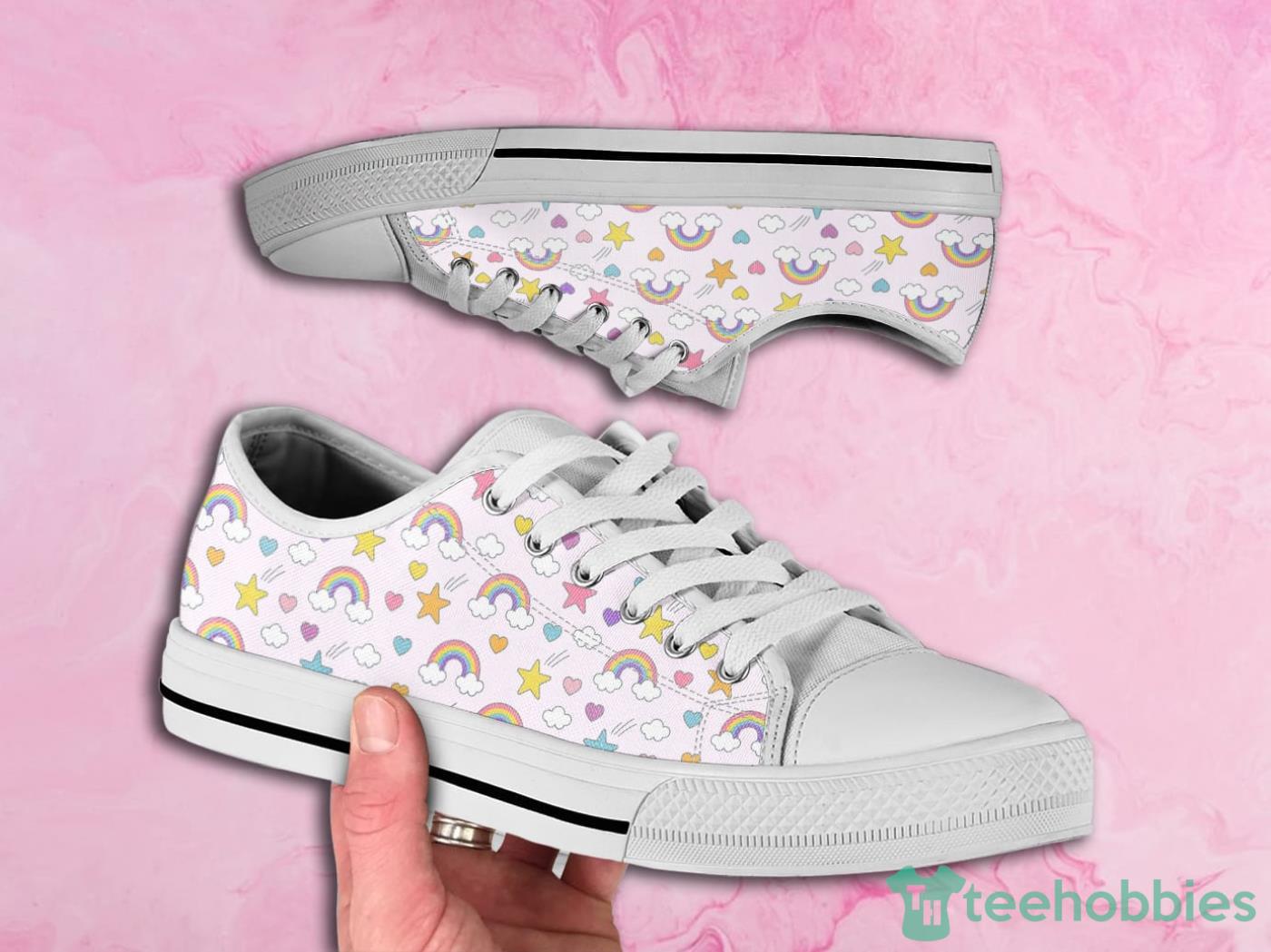 Sweets Rainbow Cute Pattern Low Top Canvas Shoes Product Photo 1