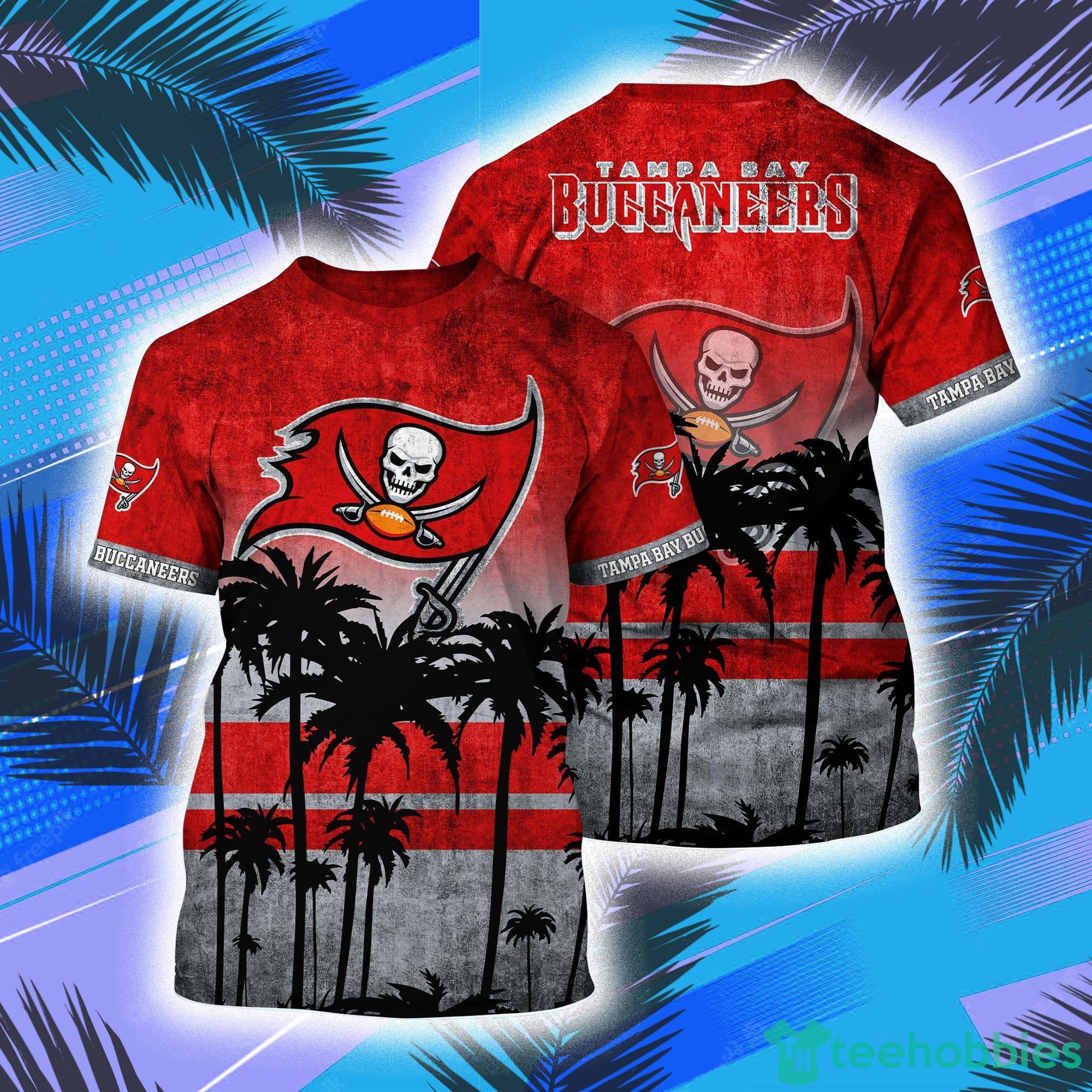Tampa Bay Buccaneers NFL And Palm Trees Hawaii Style 3D T-Shirt Product Photo 1