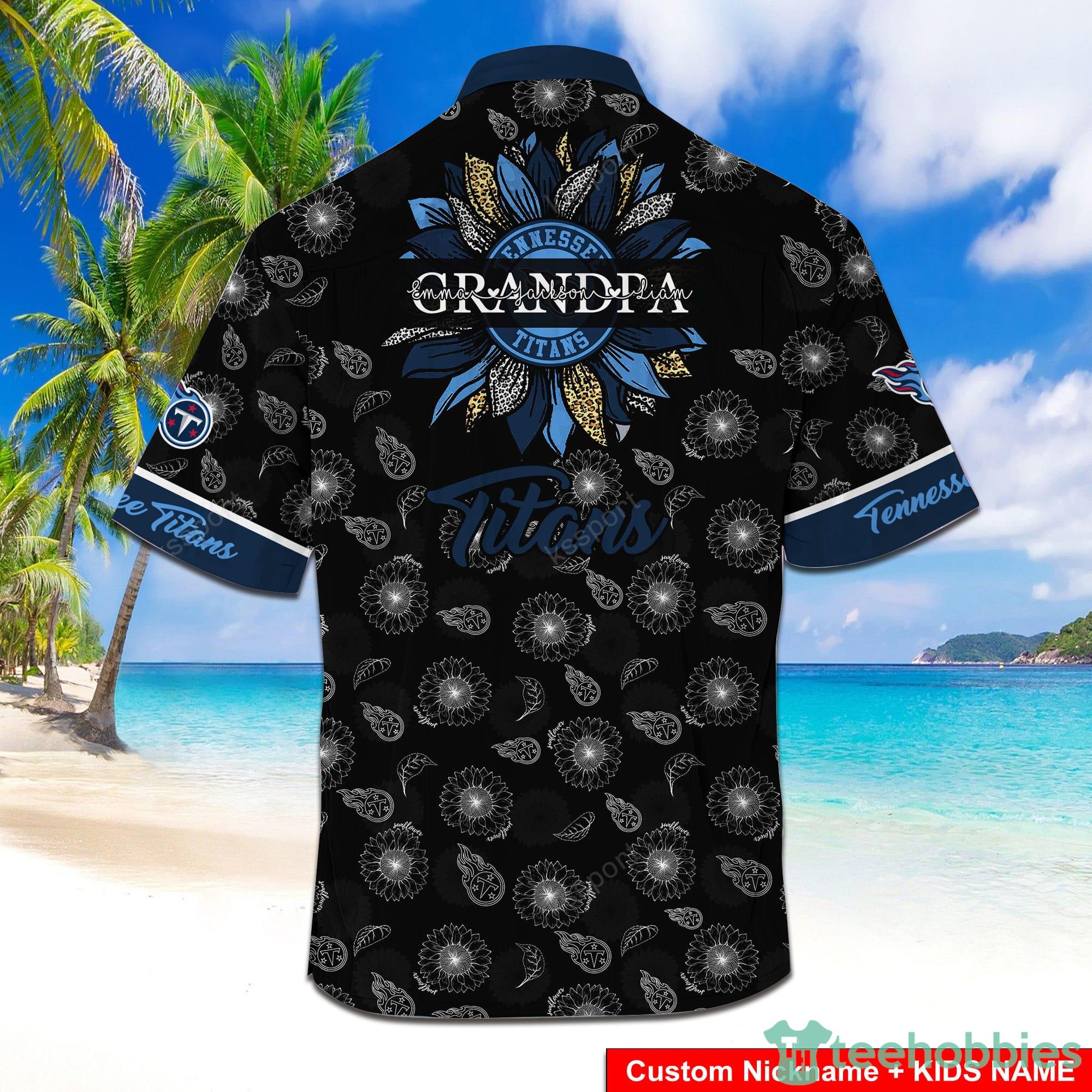 Tennessee Titans NFL Custom Name Sunflowers And American Flag Hawaiian Shirt