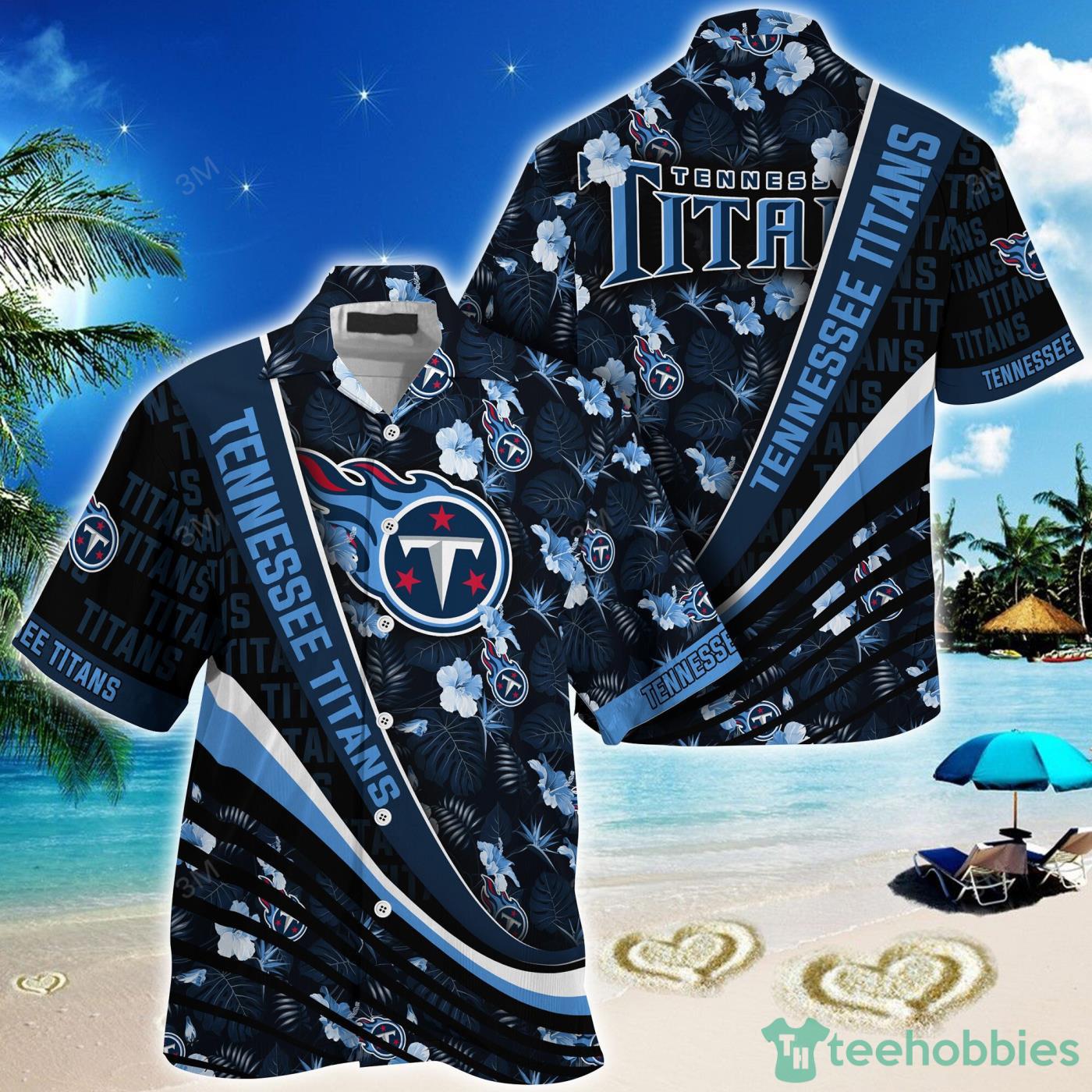 Tennessee Titans NFL Tropical Flowers Pattern Short Sleeves Hawaiian Shirt Product Photo 1