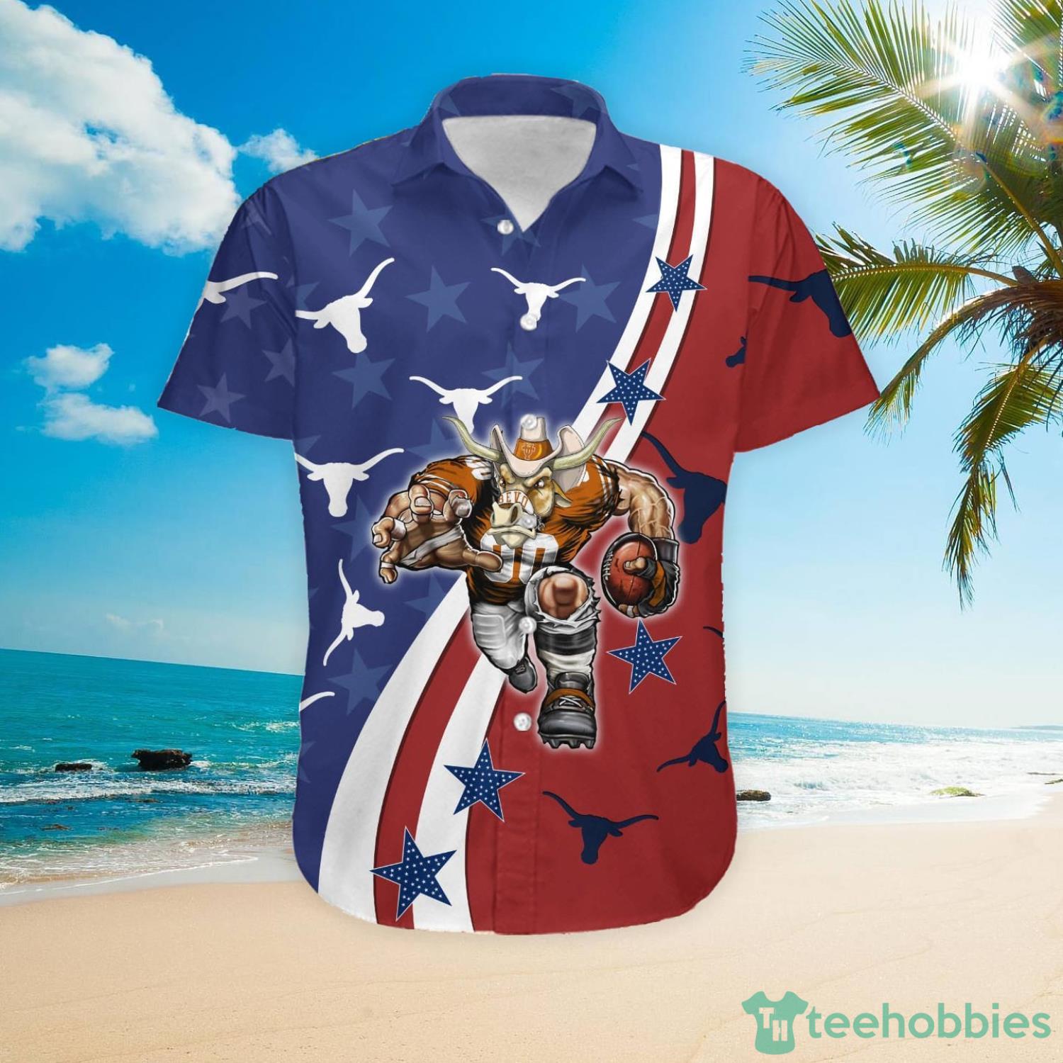 Texas Longhorns American Flag Custom Name Hawaiian Shirt Product Photo 4