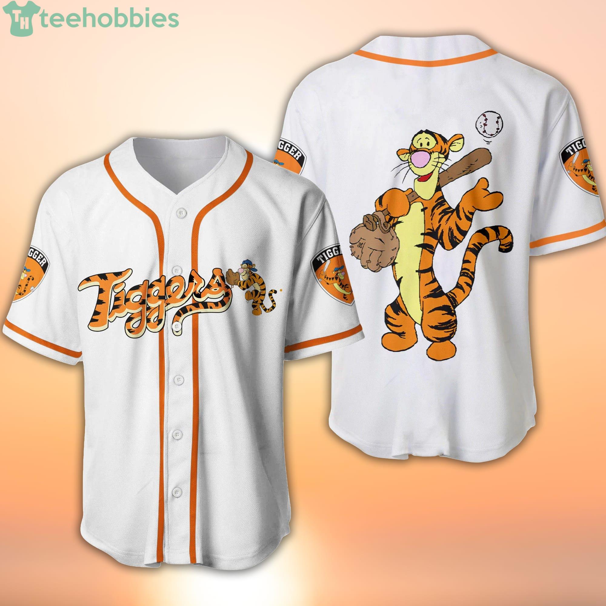 Tigger Winnie Pooh White Orange Disney Cartoon Baseball Jersey Shirt