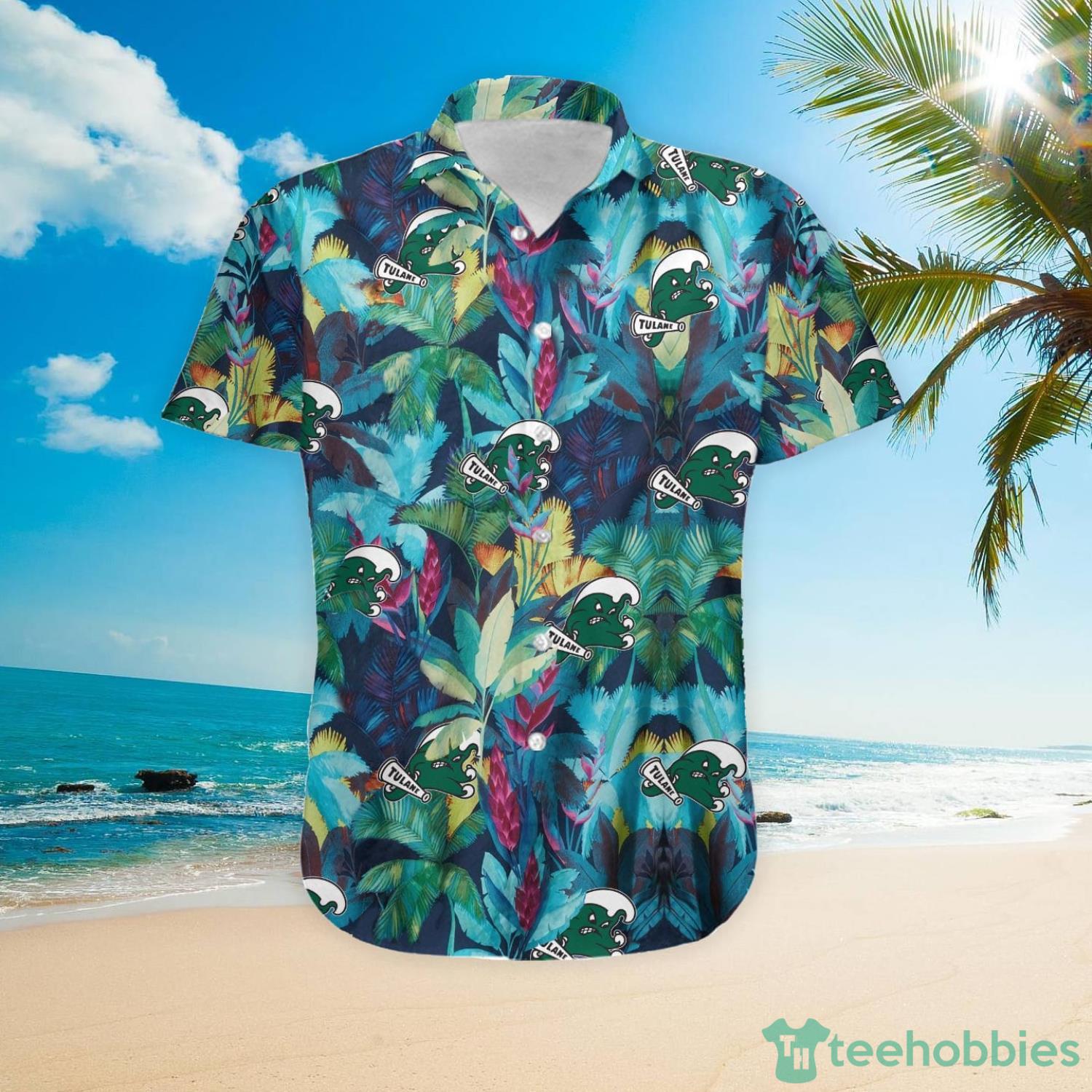 Tulane Green Wave Floral Tropical Hawaiian Shirt Product Photo 4