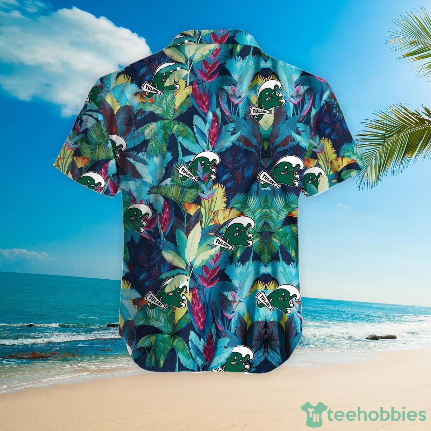 Tulane Green Wave Floral Tropical Hawaiian Shirt Product Photo 5