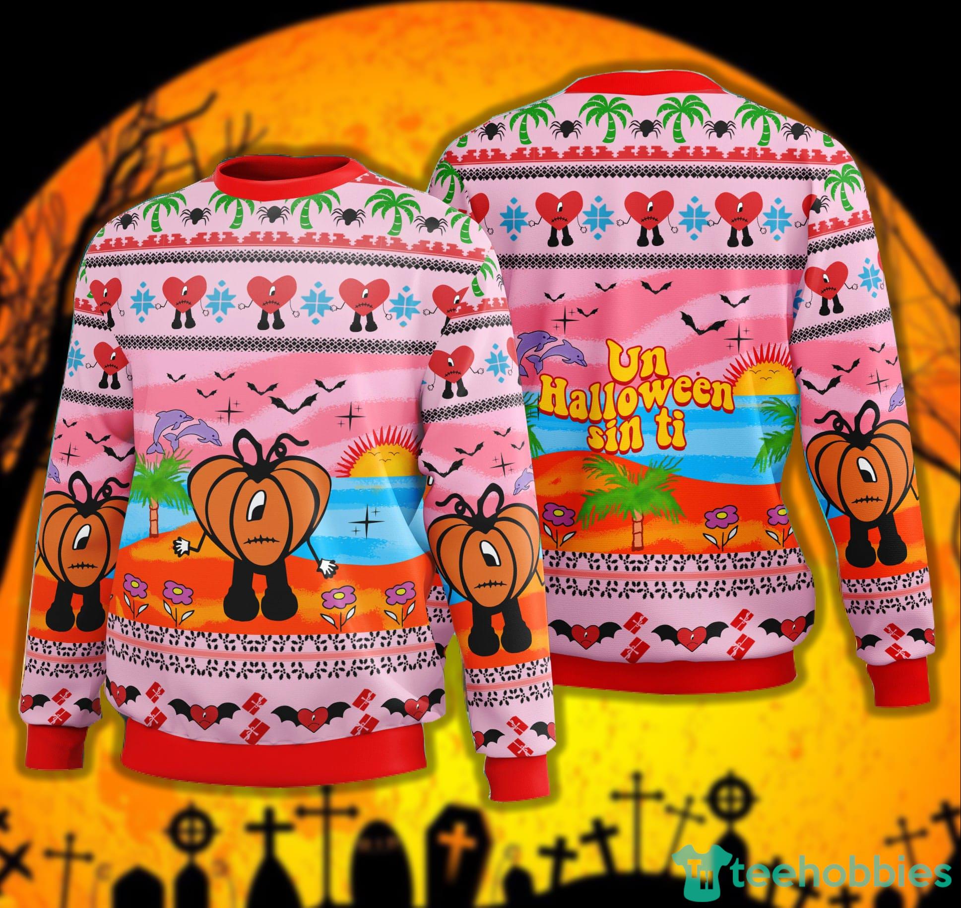 Un Halloween Sin Ti Bad Bunny Halloween Pumpkin Sweater Product Photo 1