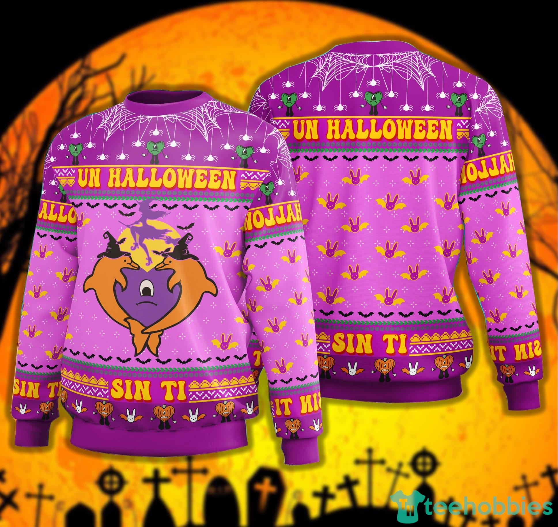 Un Halloween sin Ti Sweater Bad Bunny Sad Heart Halloween Witch Halloween Night Sweater Product Photo 1