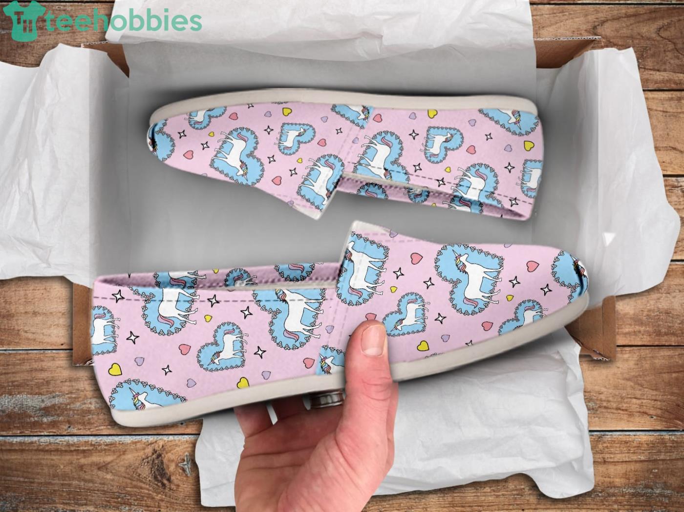 Unicorn Heart Cute Pattern Slip On Shoes Product Photo 1