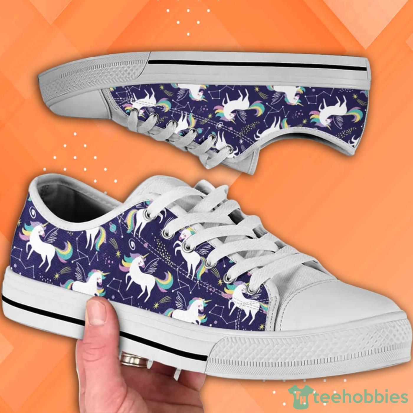 Unicorn Pattern Cute Pattern Low Top Canvas Shoes Product Photo 1
