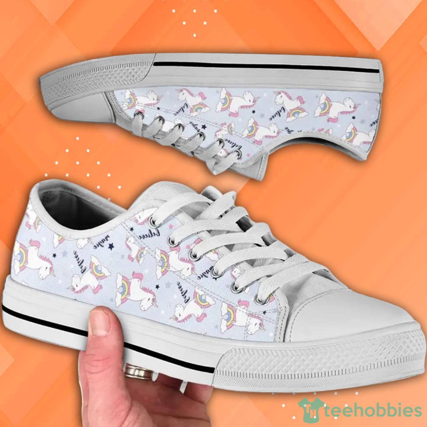 Unicorn Printed Cute Pattern Low Top Canvas Shoes Product Photo 1