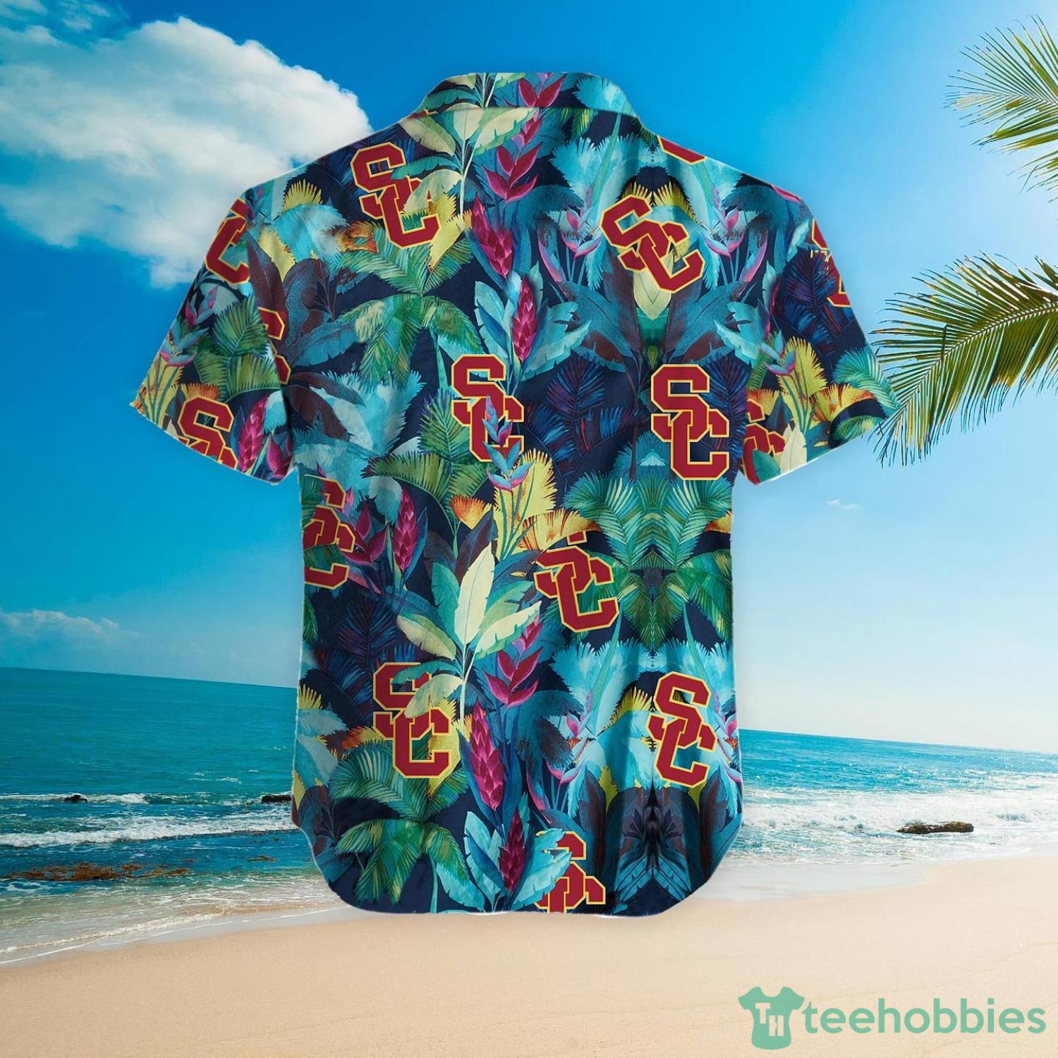 USC Trojans Floral Tropical Hawaiian Shirt Product Photo 5