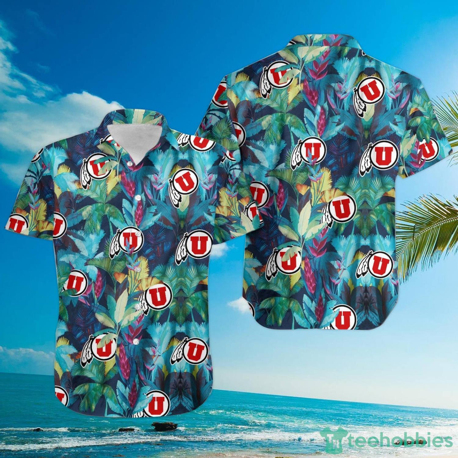 Utah Utes Floral Tropical Hawaiian Shirt Product Photo 3