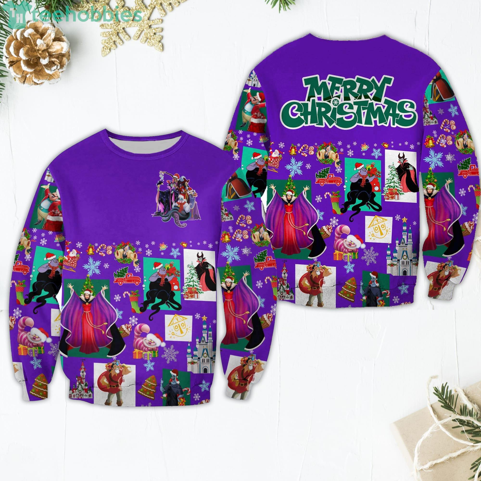 Villains Pattern Xmas Violet 2022 Christmas Disney Cartoon Sweaters Product Photo 1