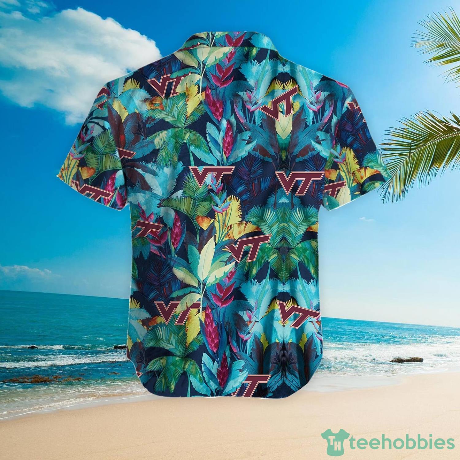 Virginia Tech Hokies Floral Tropical Hawaiian Shirt Product Photo 5