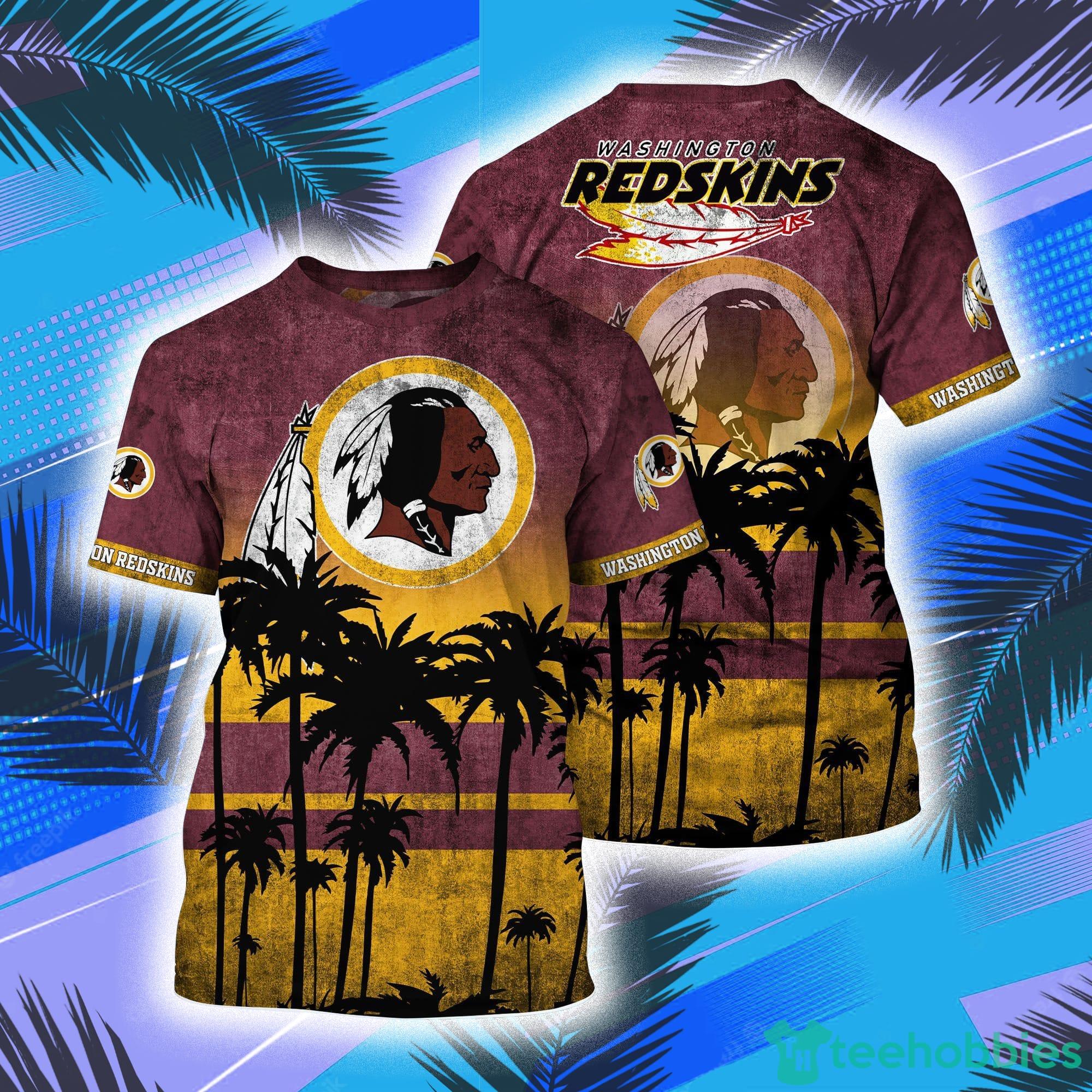 Washington Redskins NFL And Palm Trees Hawaii Style 3D T-Shirt Product Photo 1